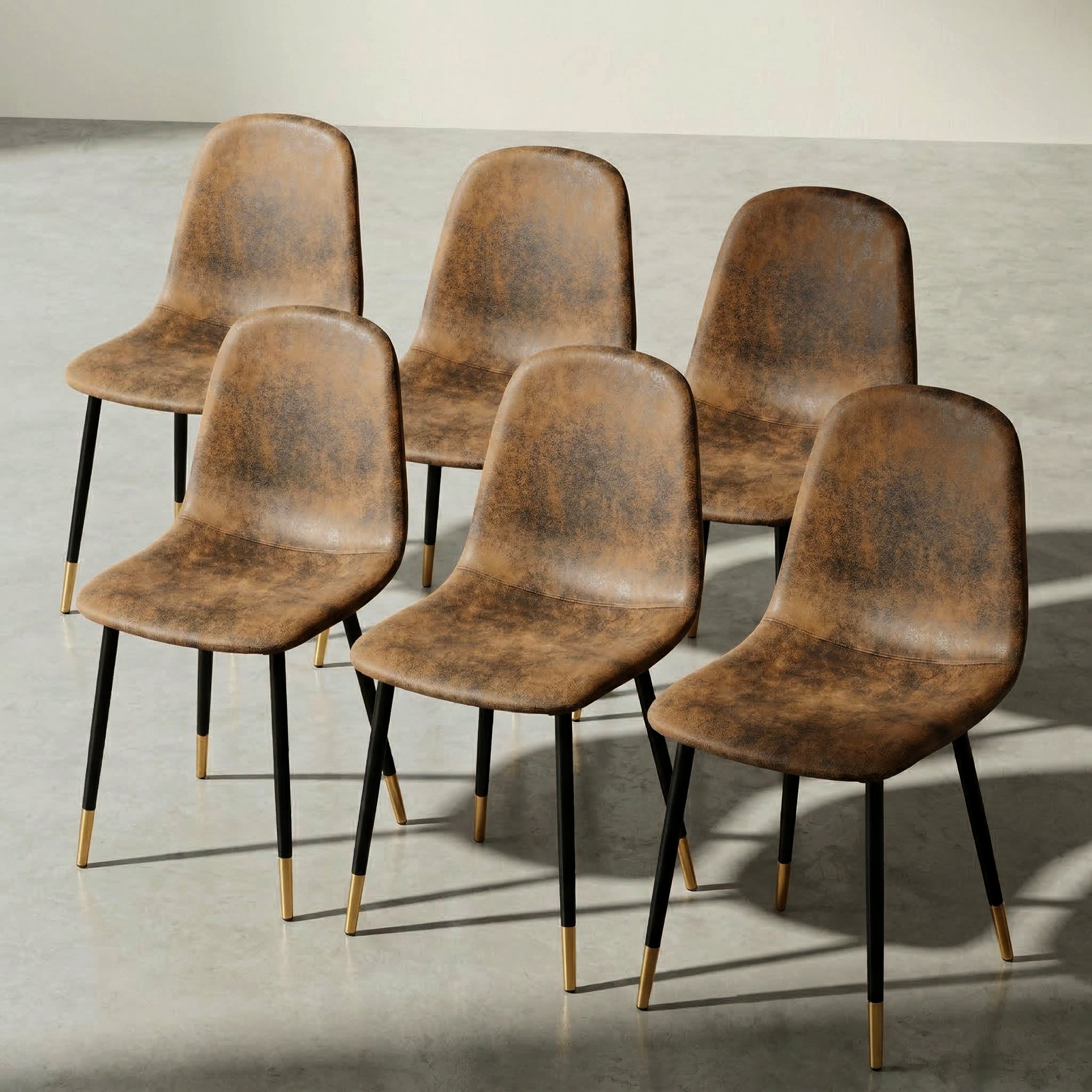 Homy Casa CHARLTON 4PC SUEDE Brown Dining Chair, Industrial Metal Frame, Open Box