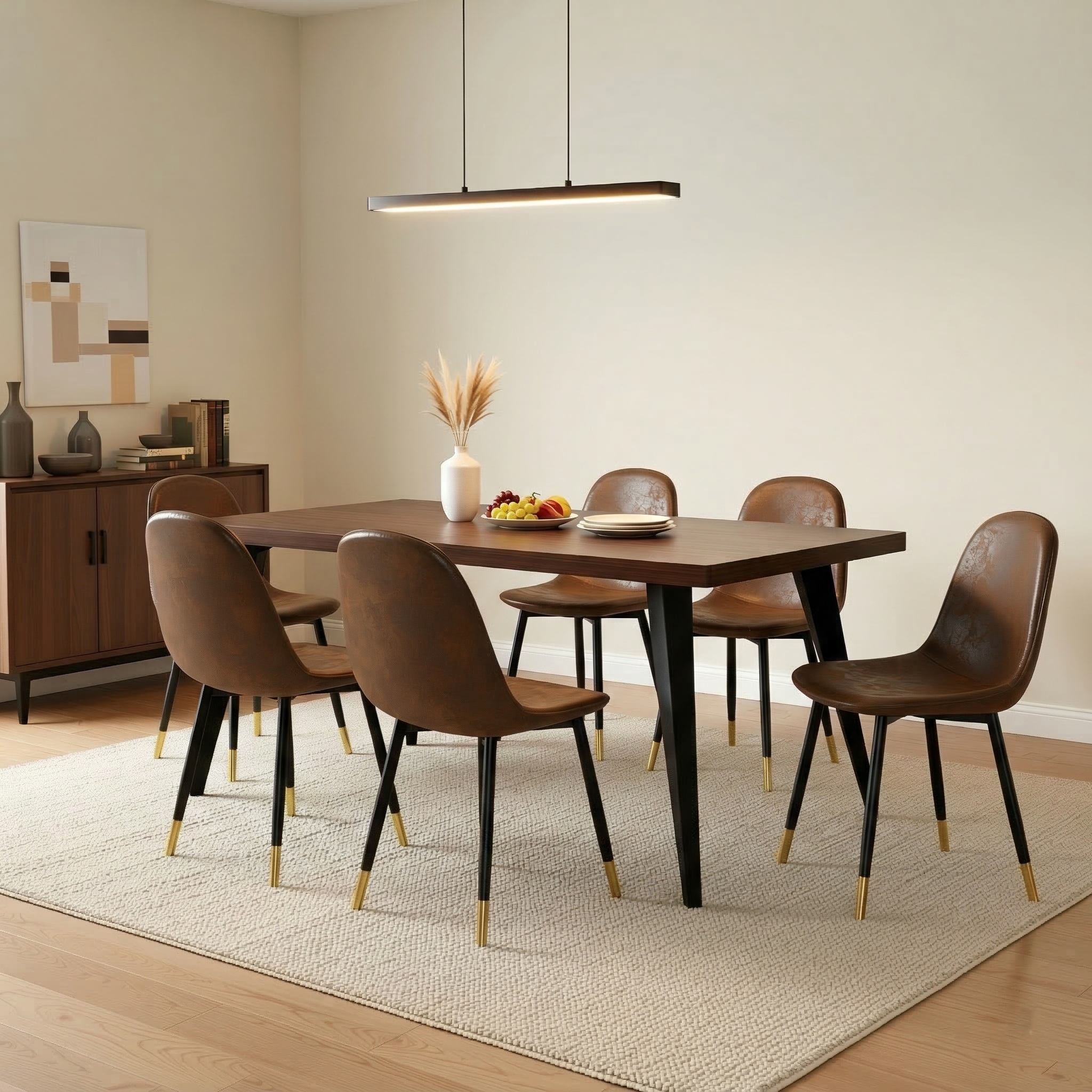 Homy Casa CHARLTON 4PC SUEDE Brown Dining Chair, Industrial Metal Frame, Open Box