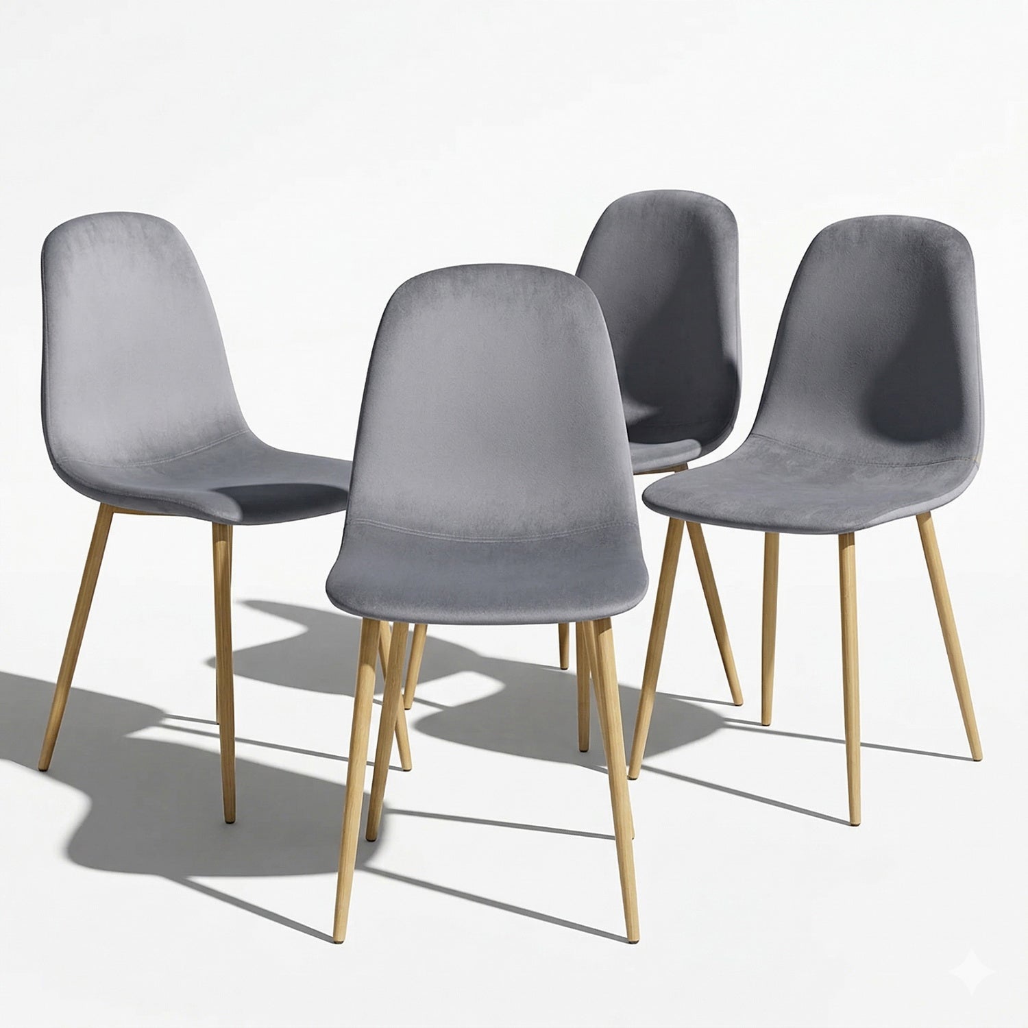 Quinby 5PC Dining Set Extendable Table with 4 CHARLTON Grey Velvet Chairs