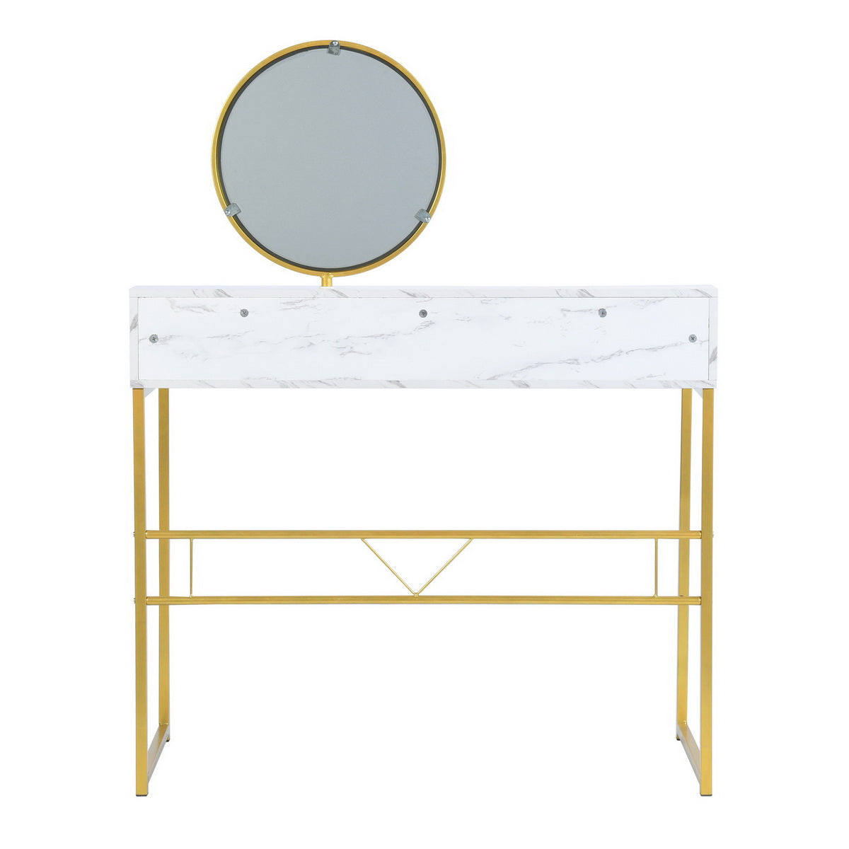 Homy Casa Vanity Desk and Chair 2PC Bedroom Vanity Set with Mirror and Storage in White & Grey