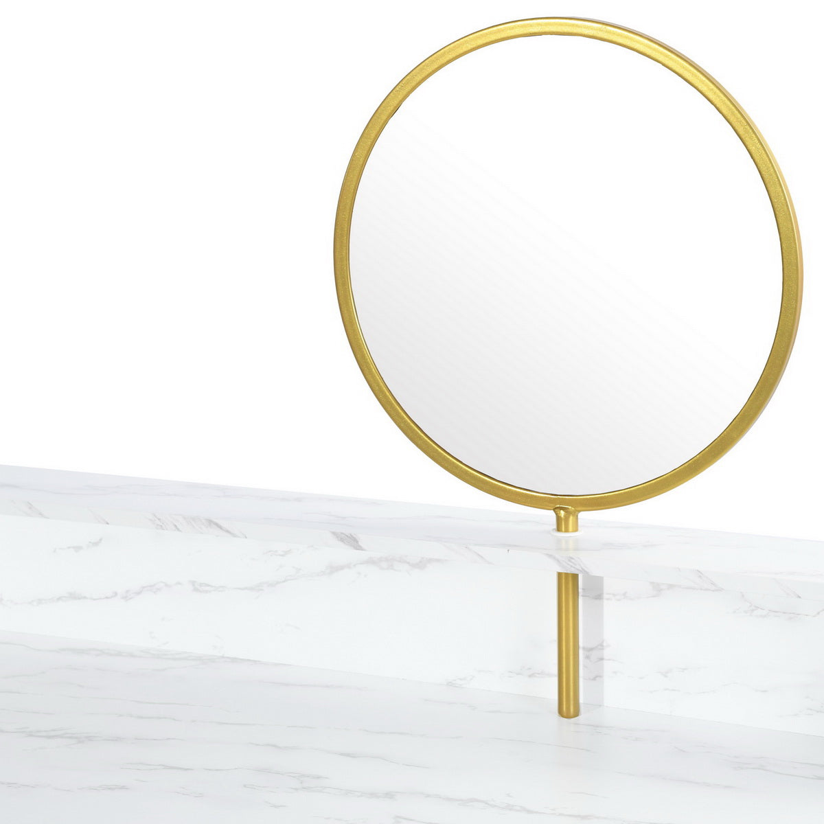 Homy Casa Chasson Small Makeup Vanity Desk With Round Mirror 41.3" Makeup Vanity Desk Multi Room Use