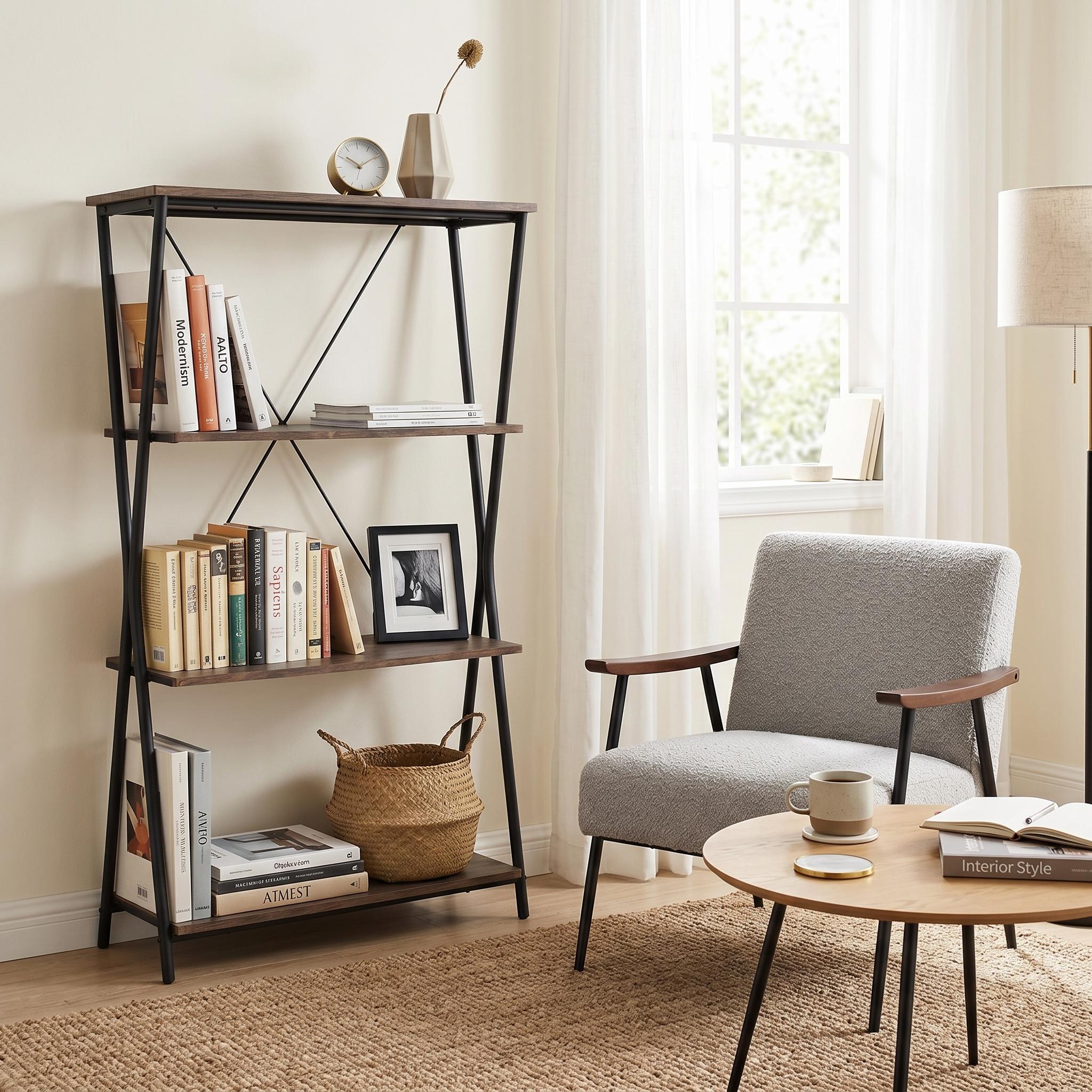 Open Box Homy Casa CHOPSTIX 4TIER A 31.5" W x 11.81" D x 54.33" H 4-Tier Shelf for Storage and Display