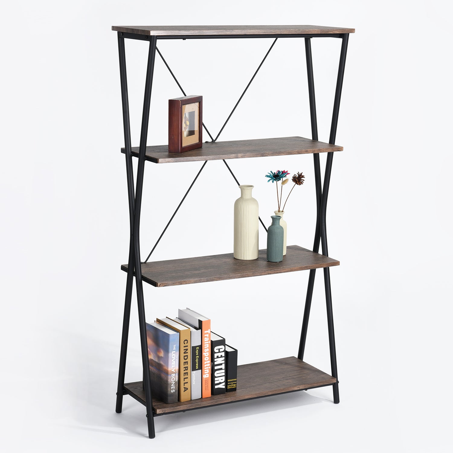 Open Box Homy Casa CHOPSTIX 4TIER A 31.5" W x 11.81" D x 54.33" H 4-Tier Shelf for Storage and Display