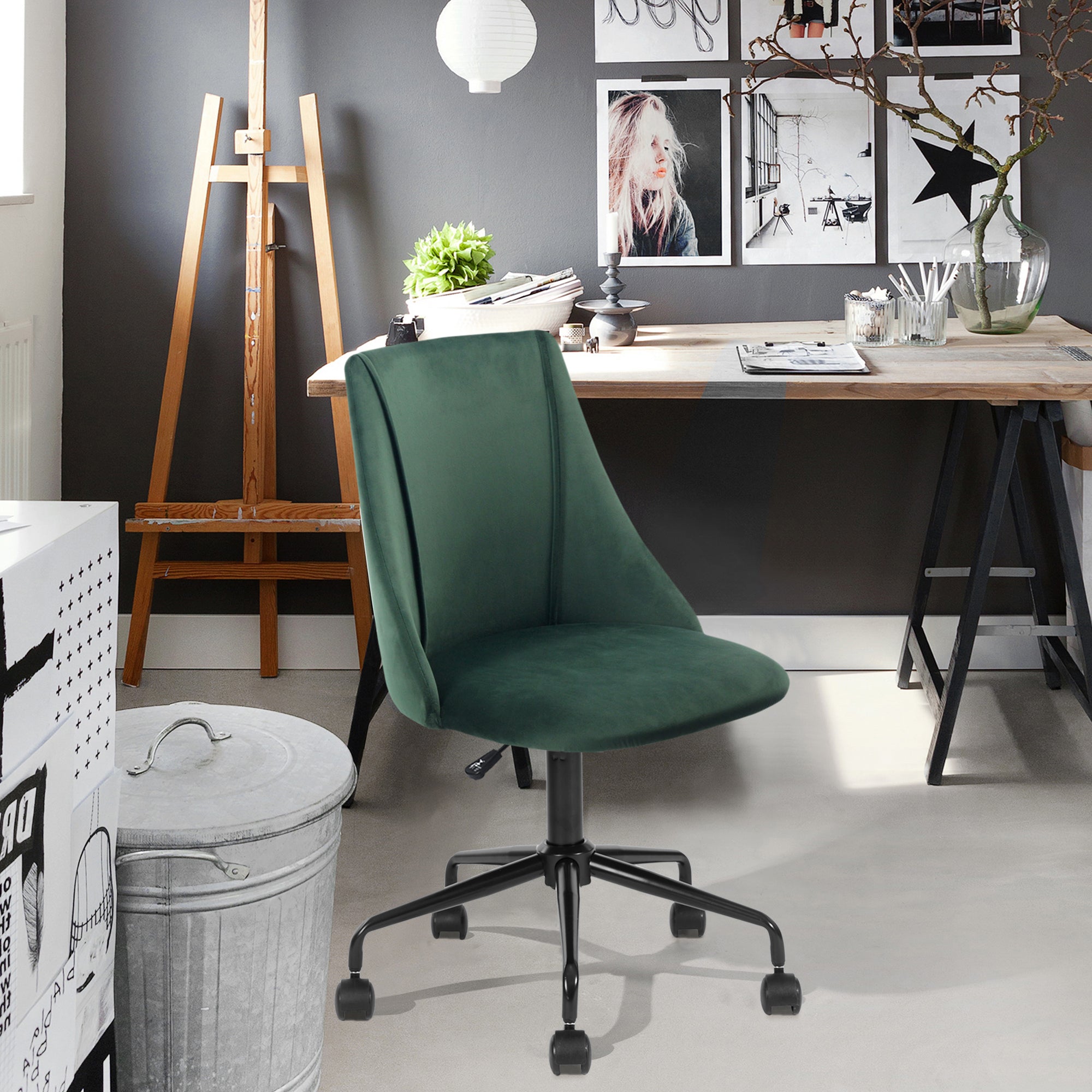 Homy Casa Cian Modern Velvet Upholstery Task Chair, Open Box