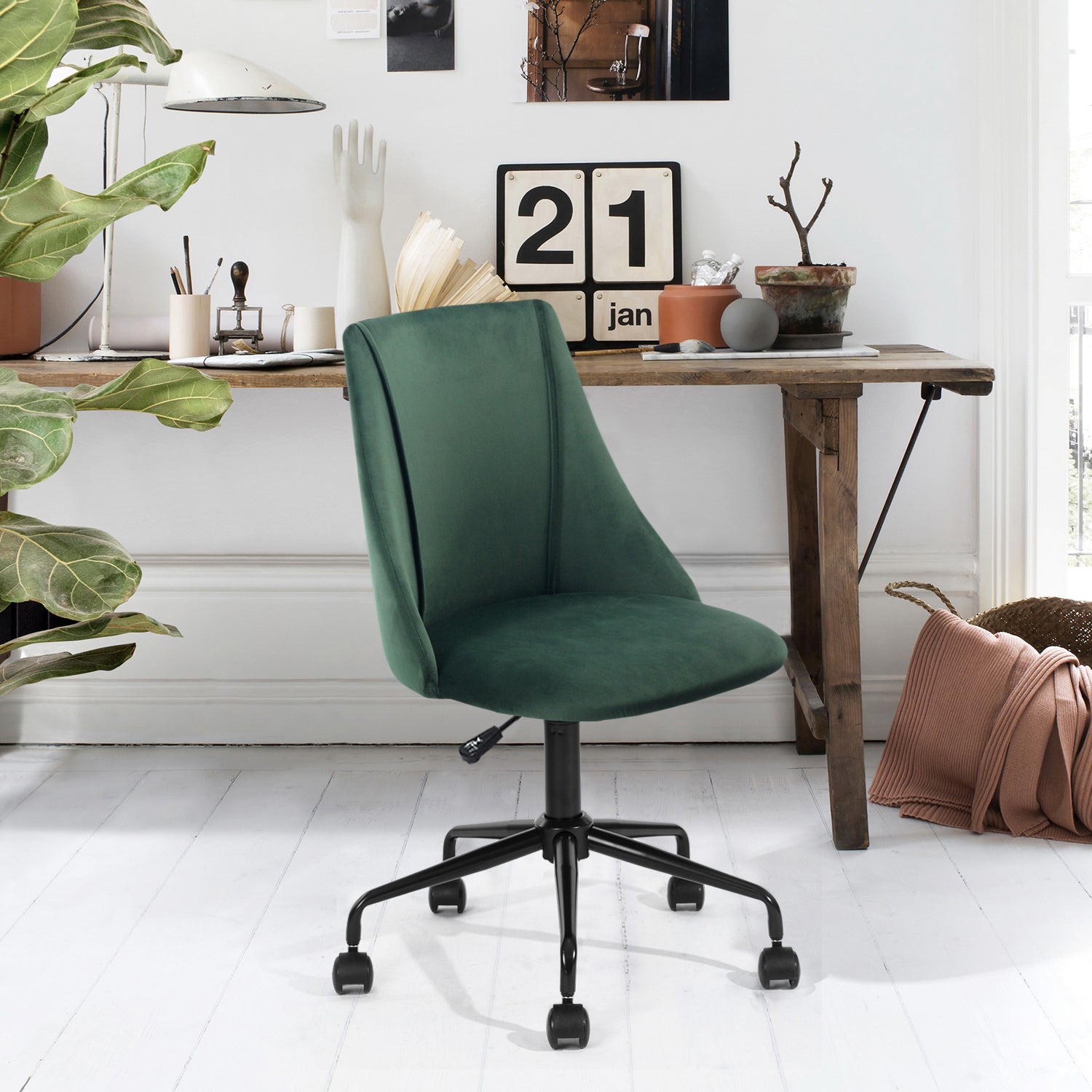 Homy Casa Cian Modern Velvet Upholstery Task Chair, Open Box