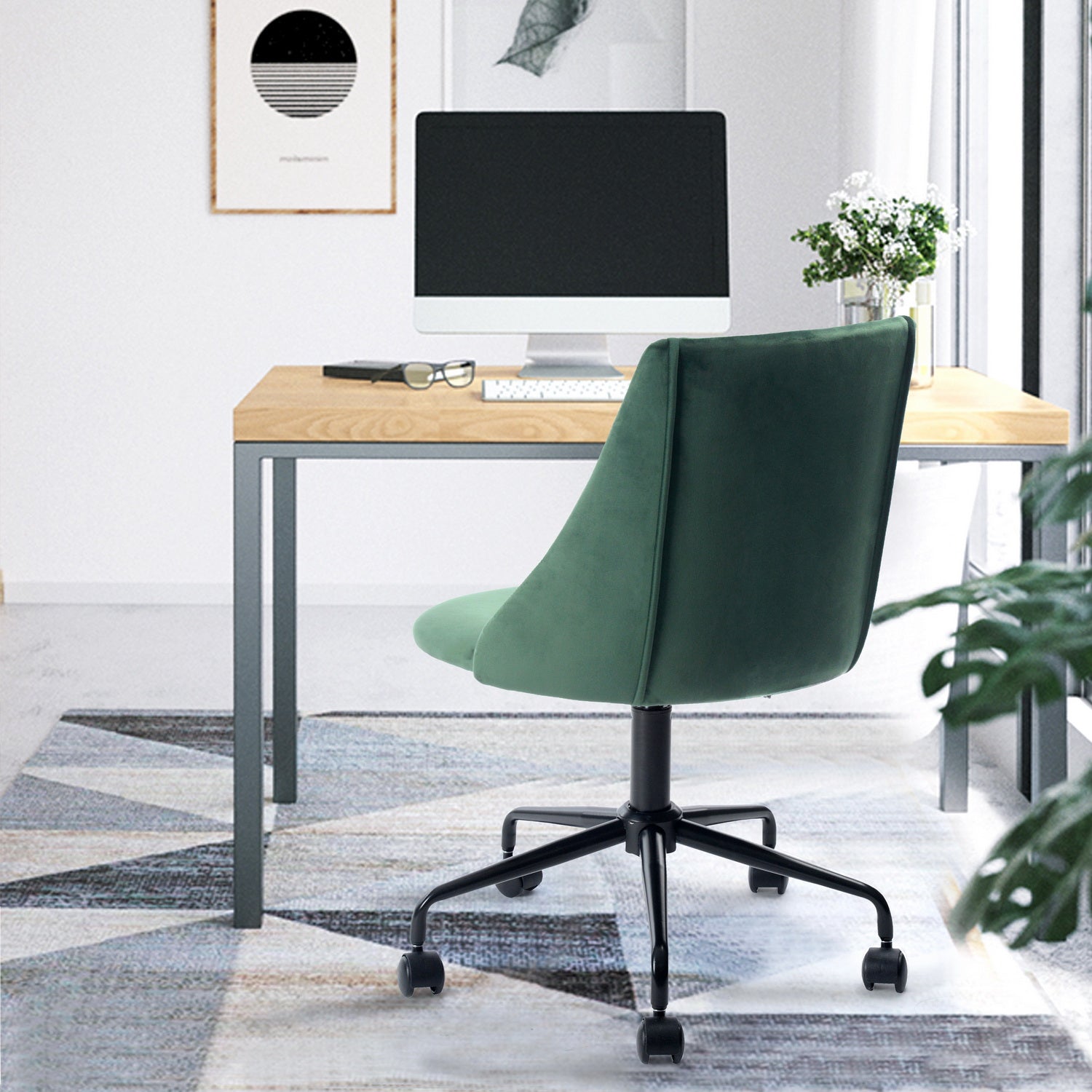Homy Casa Cian Modern Velvet Upholstery Task Chair, Open Box