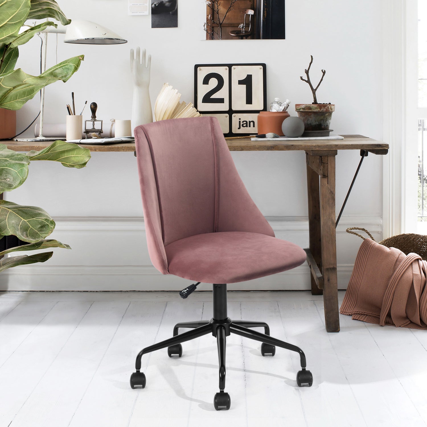 Homy Casa Cian Modern Velvet Upholstery Task Chair, Open Box