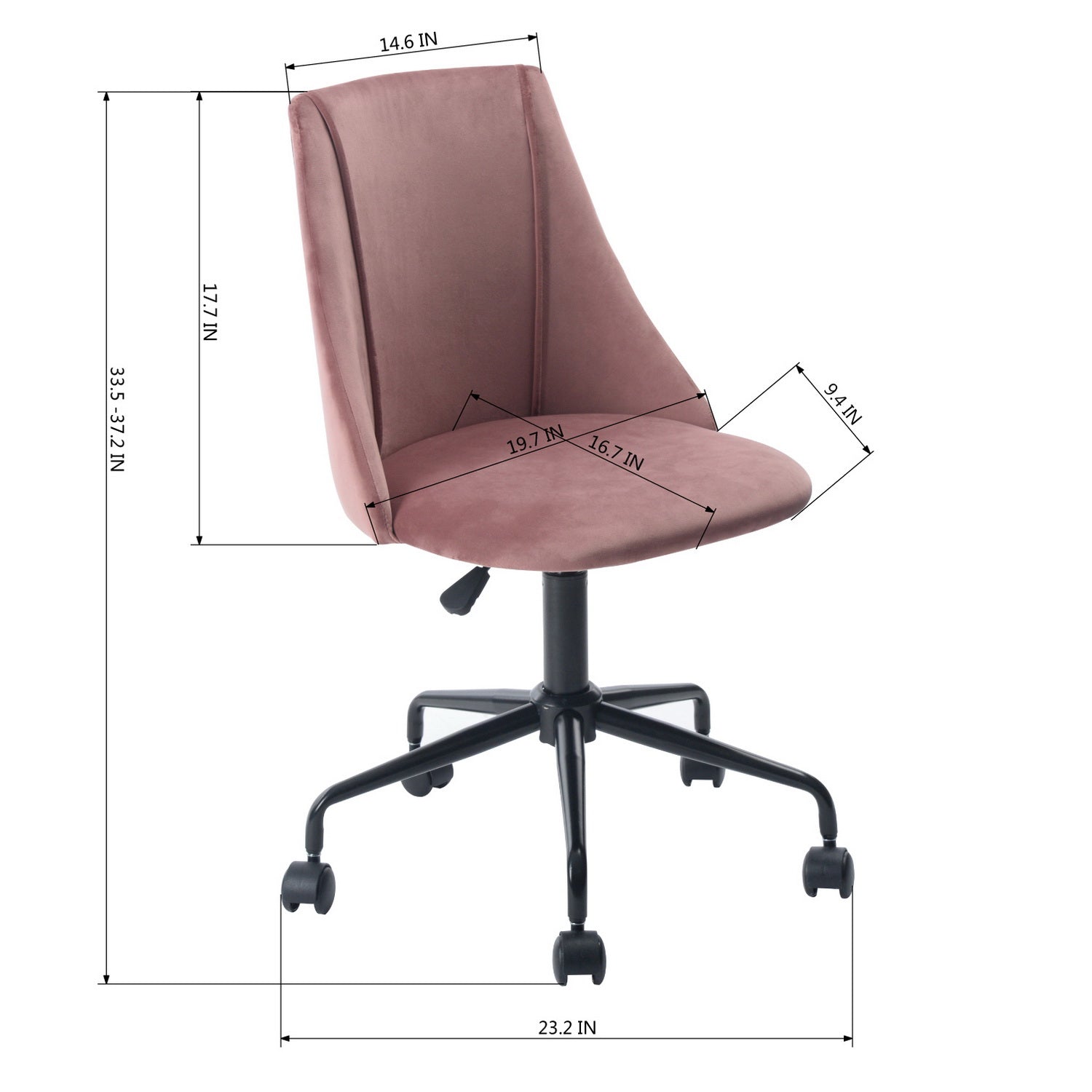 Homy Casa Cian Modern Velvet Upholstery Task Chair, Open Box