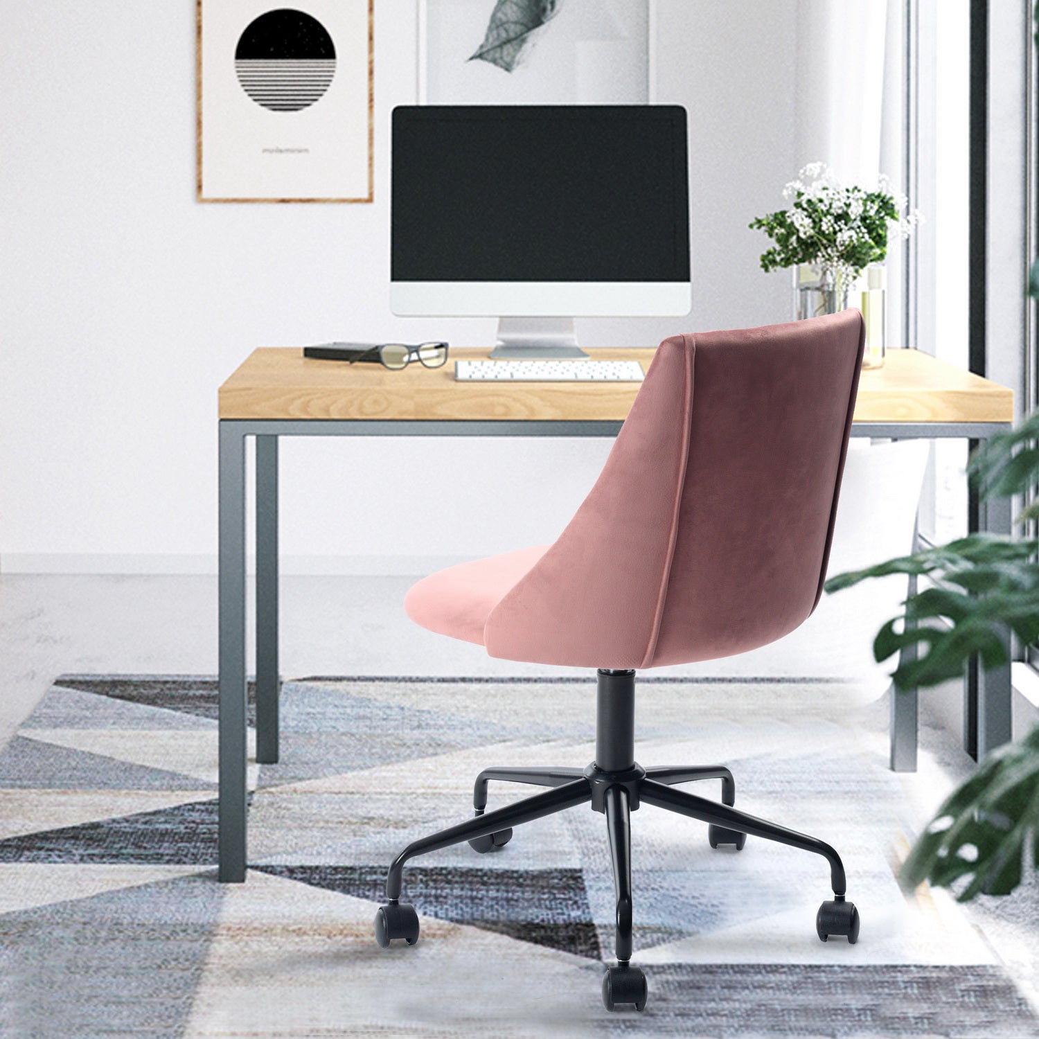 Homy Casa Cian Modern Velvet Upholstery Task Chair, Open Box
