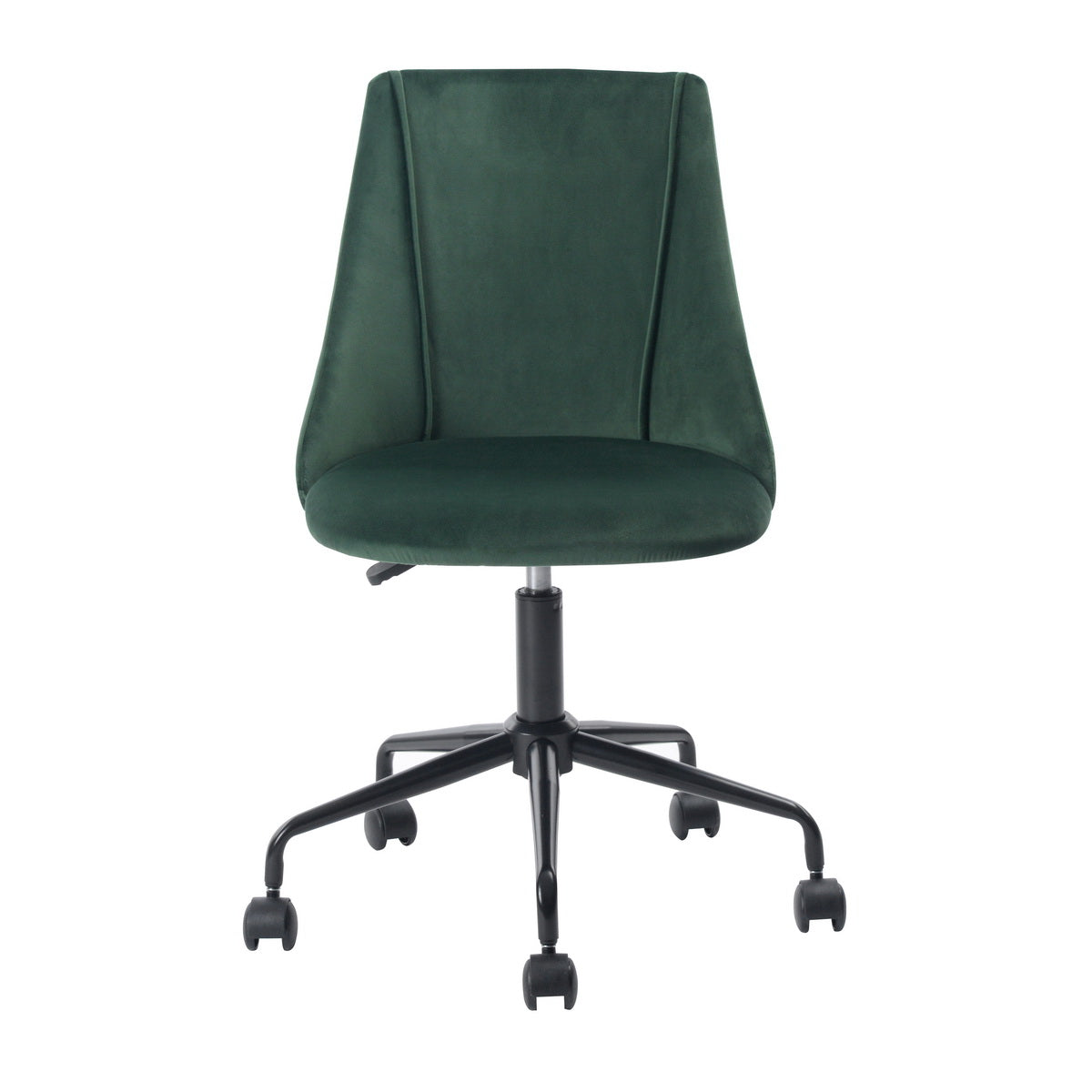 Homy Casa CIAN GREEN Velvet Office Chair, Adjustable Height, Dark Green, Steel Frame