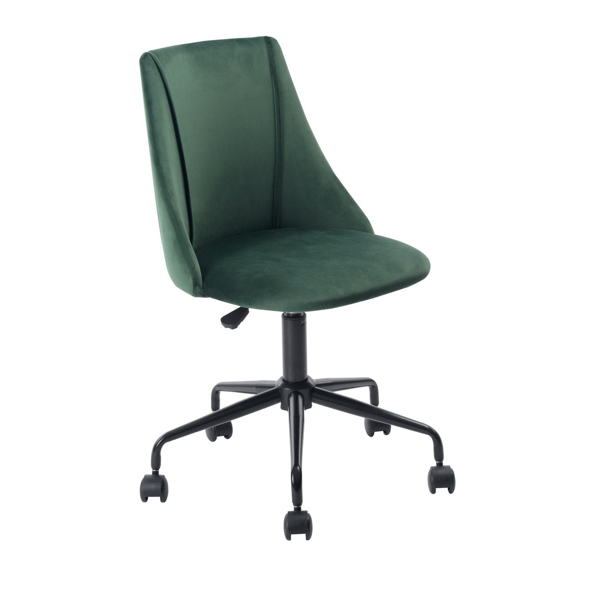 Homy Casa CIAN GREEN Velvet Office Chair, Adjustable Height, Dark Green, Steel Frame