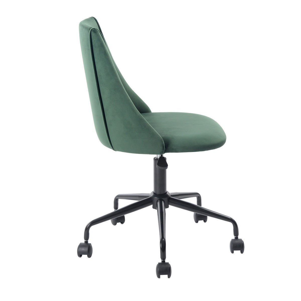 Homy Casa CIAN GREEN Velvet Office Chair, Adjustable Height, Dark Green, Steel Frame