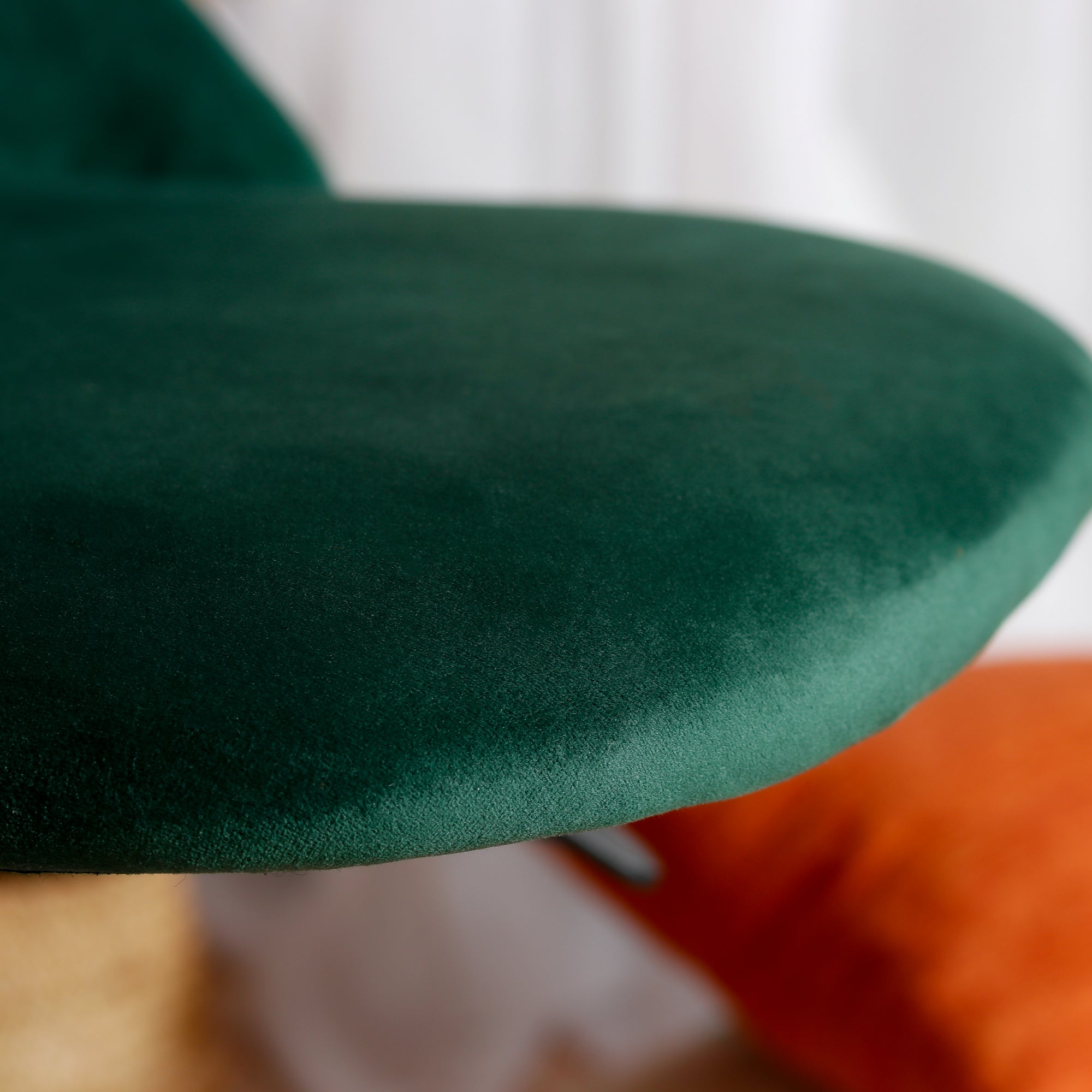 Homy Casa CIAN GREEN Velvet Office Chair, Adjustable Height, Dark Green, Steel Frame