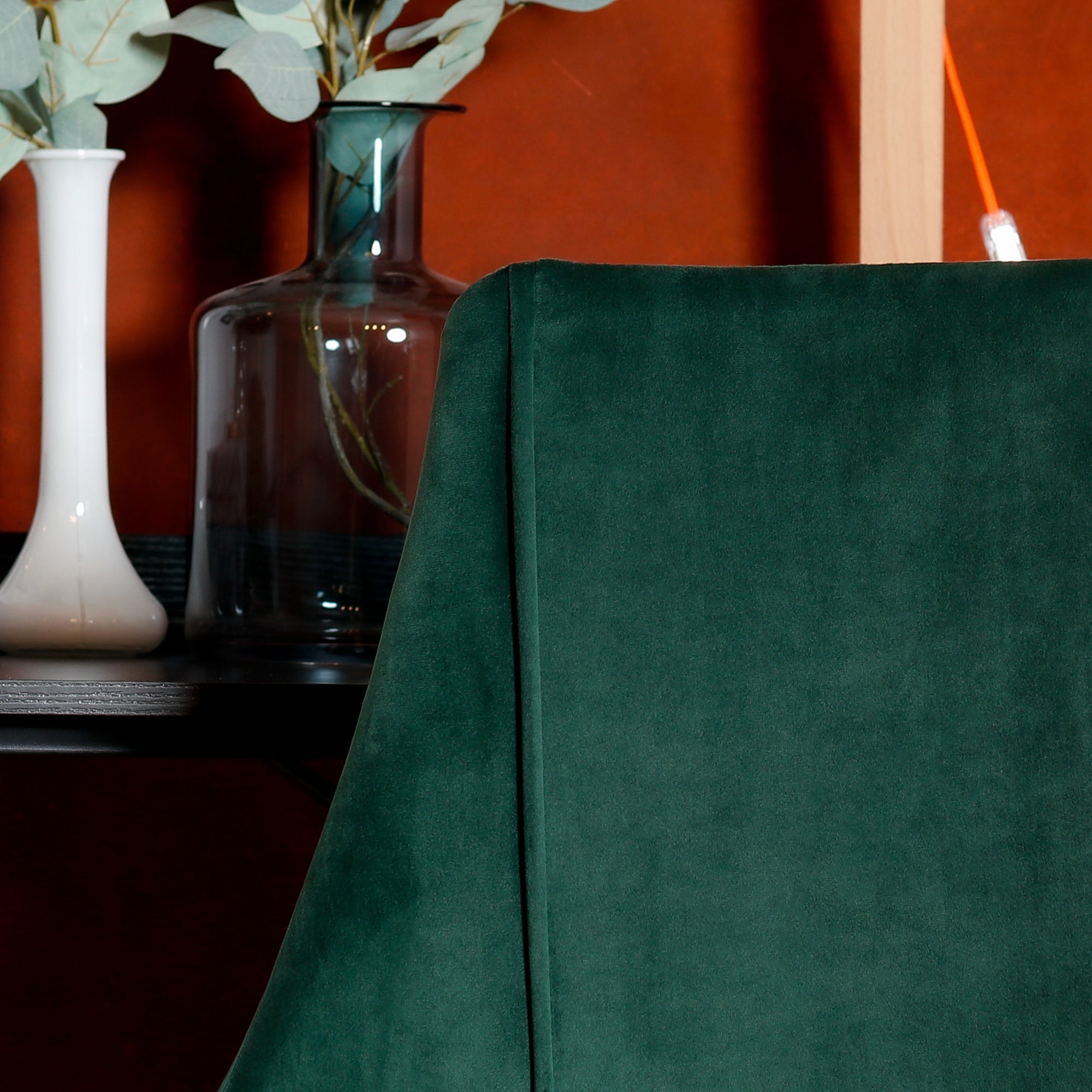 Homy Casa CIAN GREEN Velvet Office Chair, Adjustable Height, Dark Green, Steel Frame