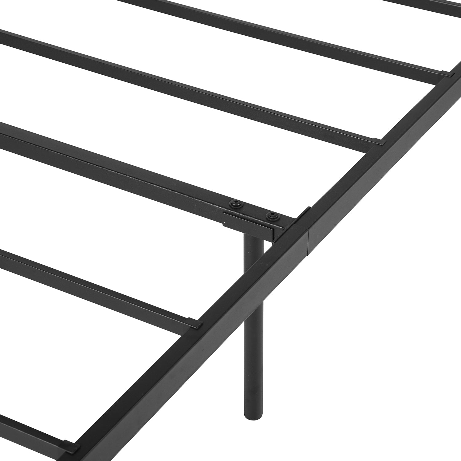 CIRCLE Full Metal Bed Frame with Headboard and Footboard, Circle Detail, Steel Slats, No Box Spring, Black
