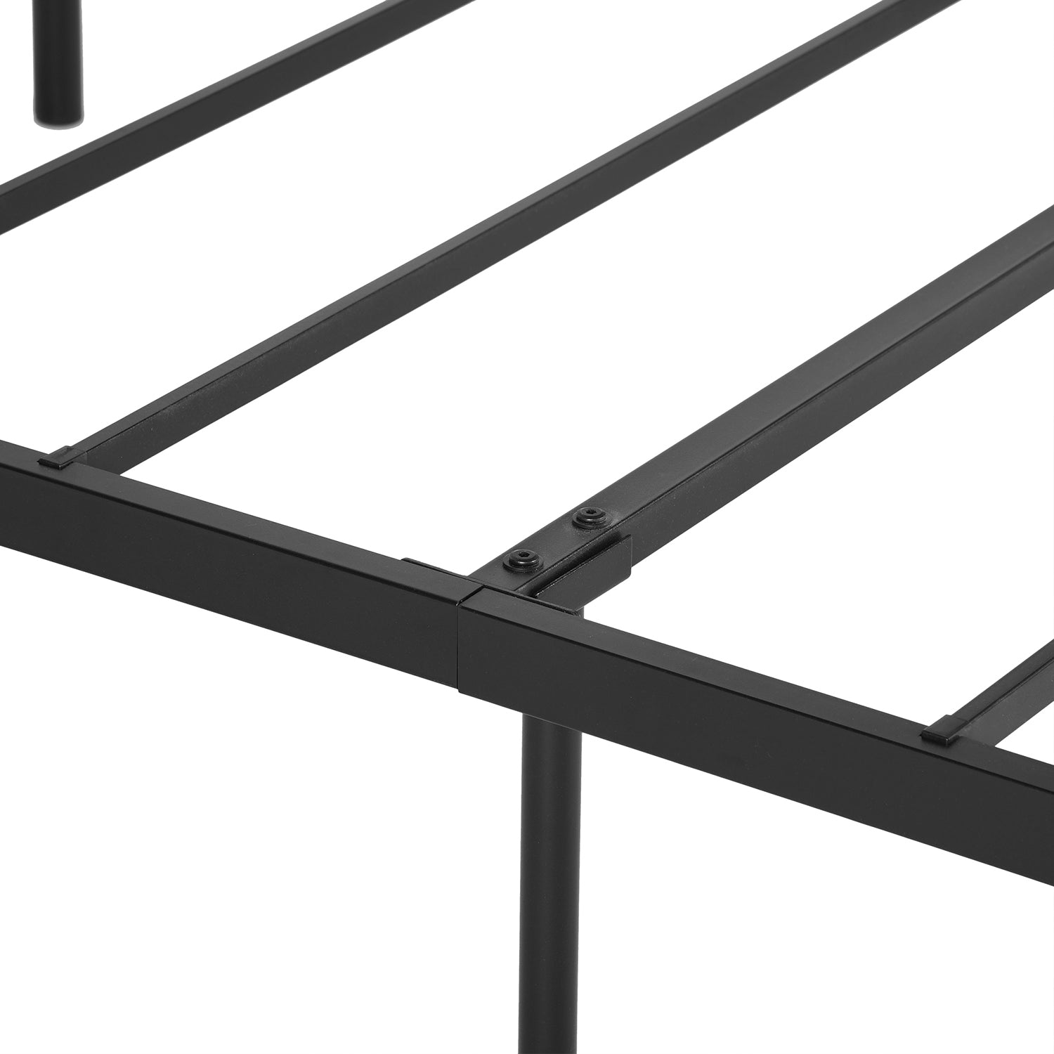 CIRCLE Full Metal Bed Frame with Headboard and Footboard, Circle Detail, Steel Slats, No Box Spring, Black
