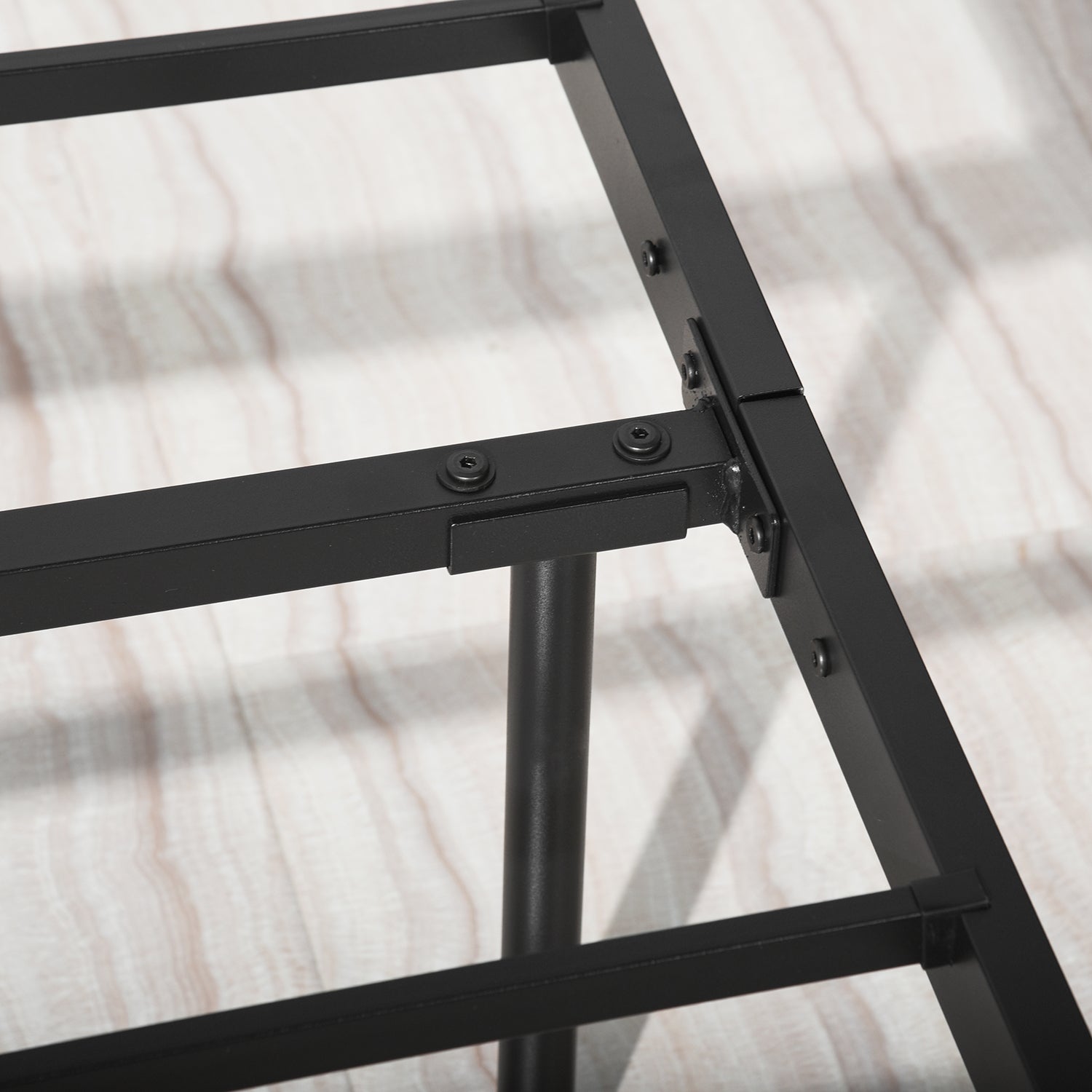 CIRCLE Full Metal Bed Frame with Headboard and Footboard, Circle Detail, Steel Slats, No Box Spring, Black