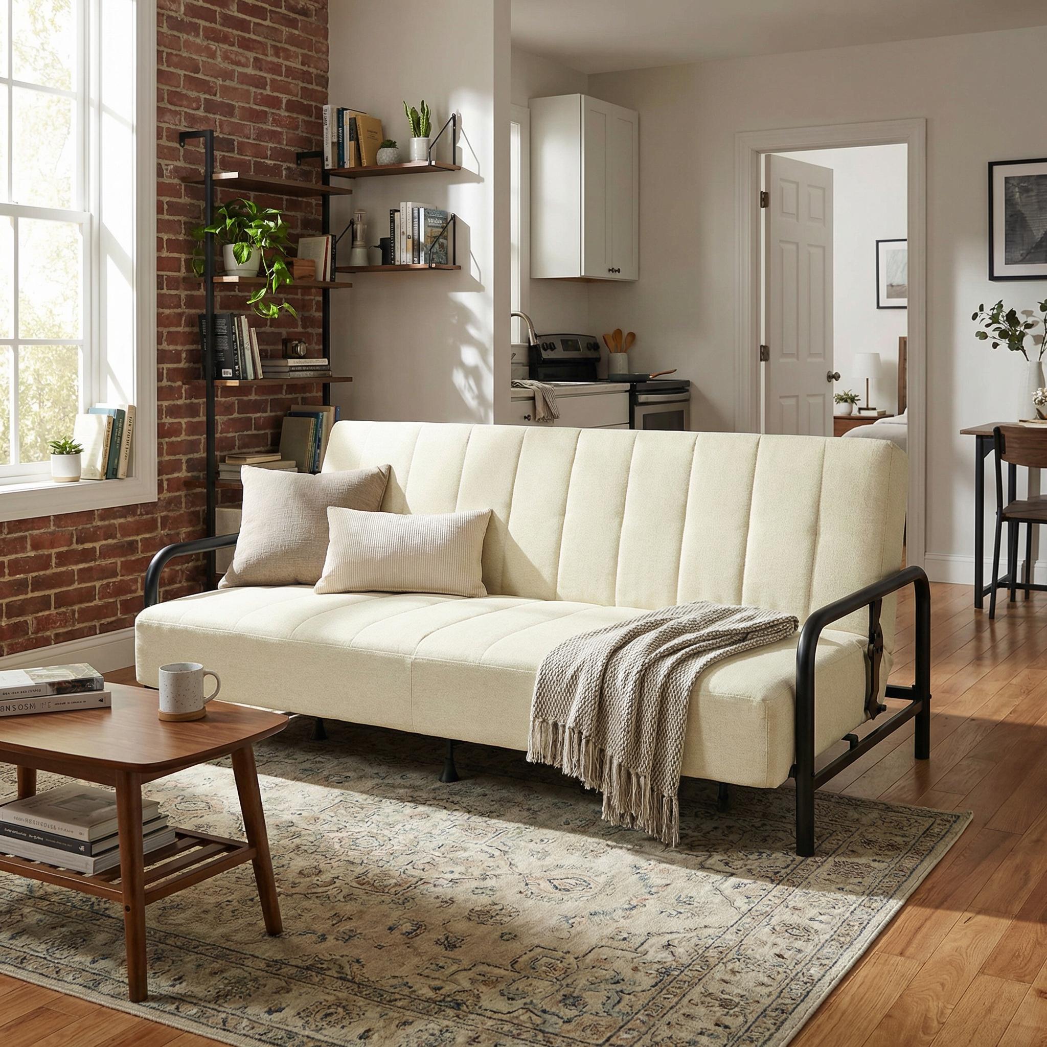 Homy Casa CLICKO 78" 3 Seater Sofa Bed Convertible Sleeper, Beige