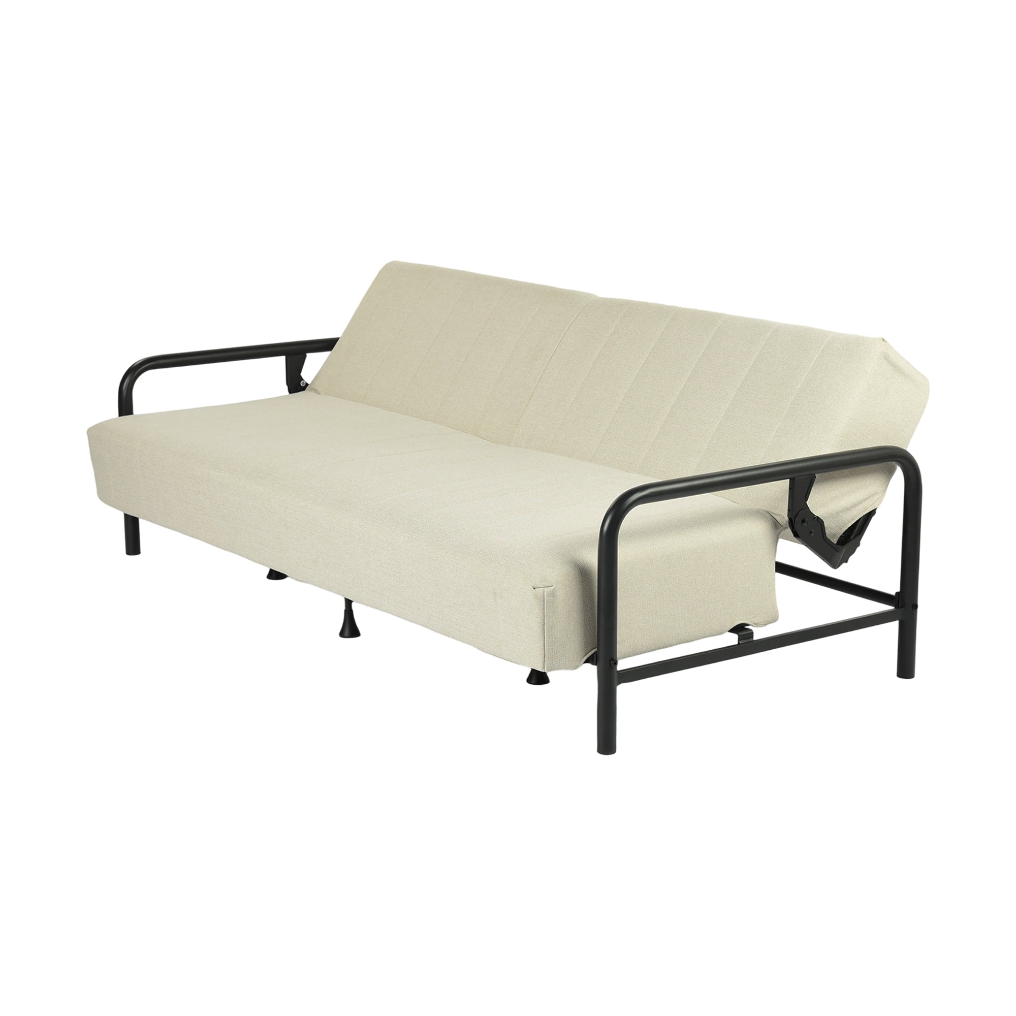 CLICKO 78.7" Modern Cream Fabric 3-Seat Sofa with Adjustable Backrest