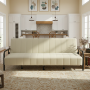 CLICKO 78.7" Modern Cream Fabric 3-Seat Sofa with Adjustable Backrest