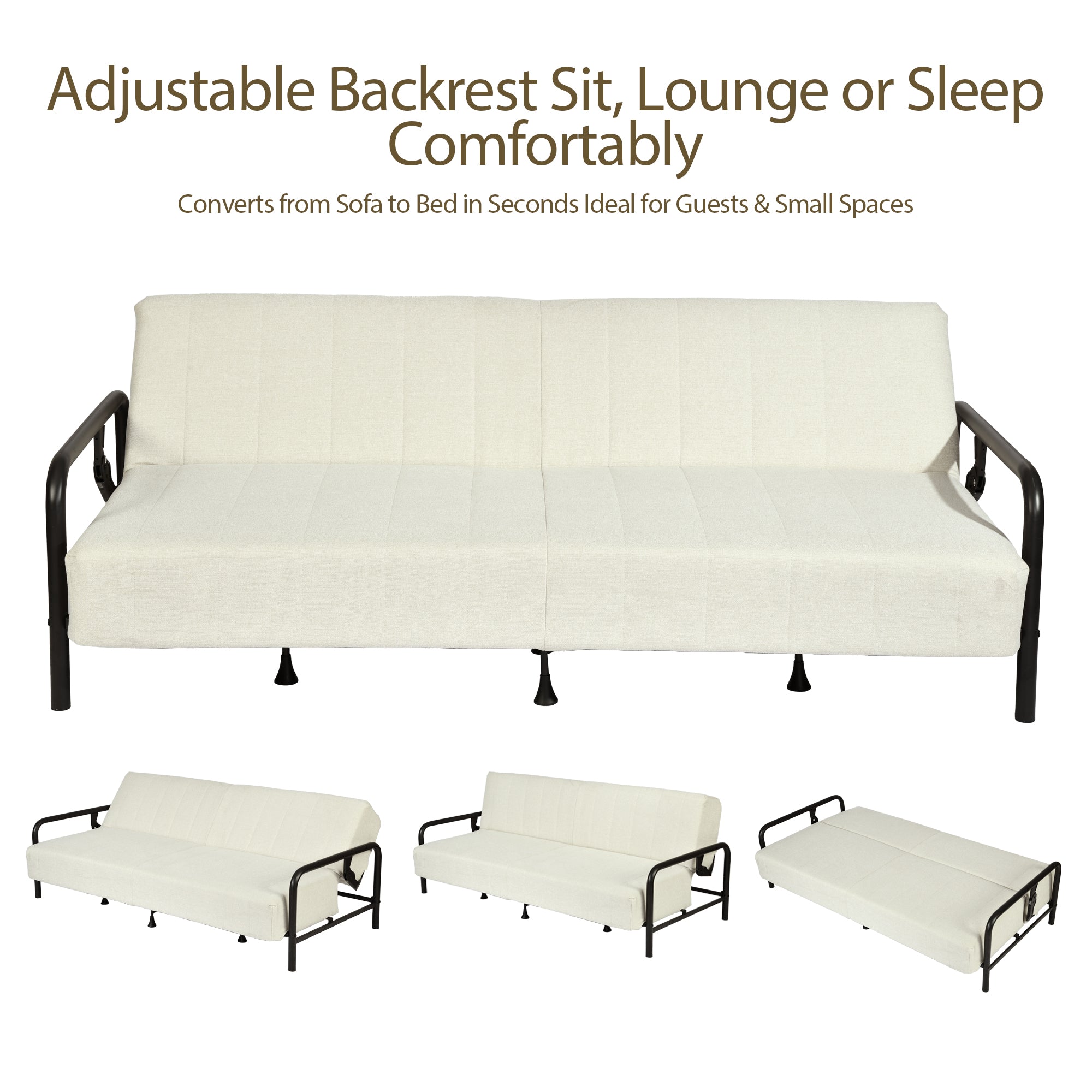 CLICKO 78" 3-Seater Sofa Bed 8" Spring Extra Wide Sleep Easy Assembly