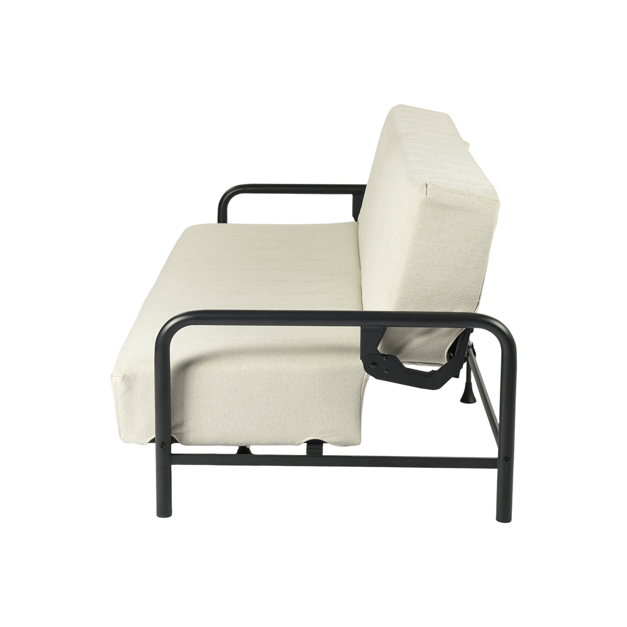 CLICKO 78.7" Modern Cream Fabric 3-Seat Sofa with Adjustable Backrest