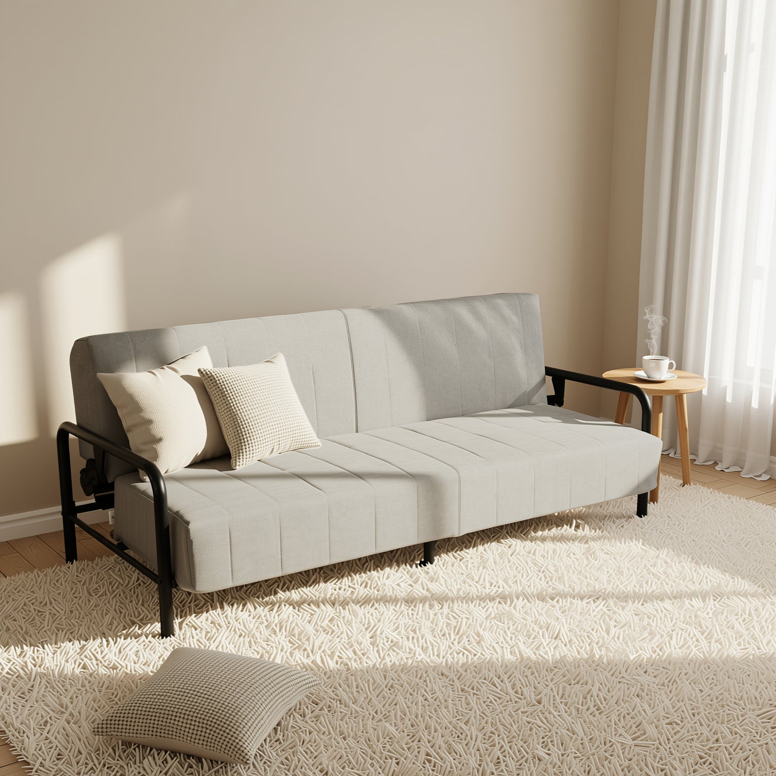 Homy Casa CLICKO 78" 3 Seater Sofa Bed Convertible Sleeper, Grey, Open Box