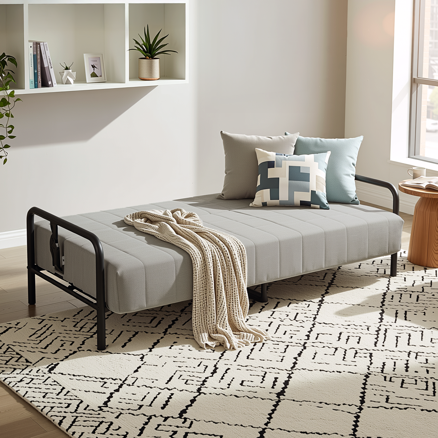 Homy Casa CLICKO 78" 3 Seater Sofa Bed Convertible Sleeper, Grey, Open Box