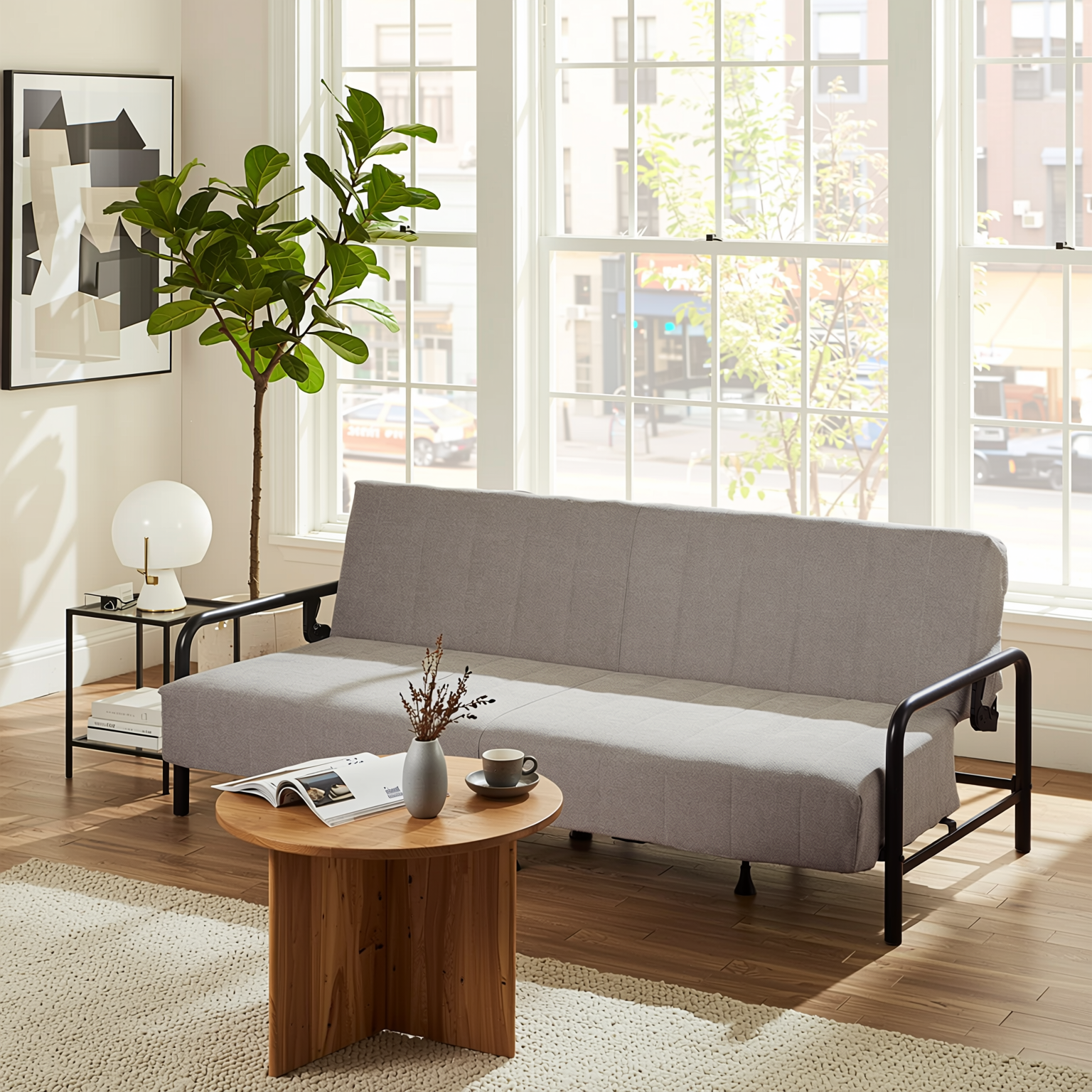 Homy Casa CLICKO 78" 3 Seater Sofa Bed Convertible Sleeper, Grey, Open Box