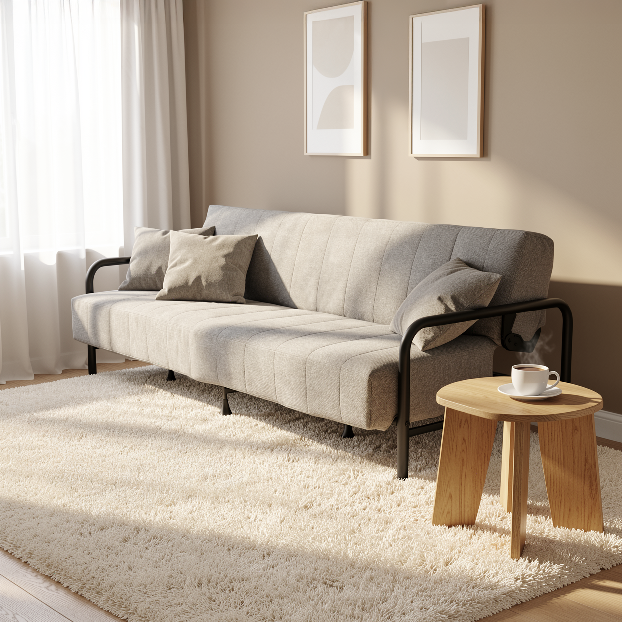 Homy Casa CLICKO 78" 3 Seater Sofa Bed Convertible Sleeper, Grey, Open Box