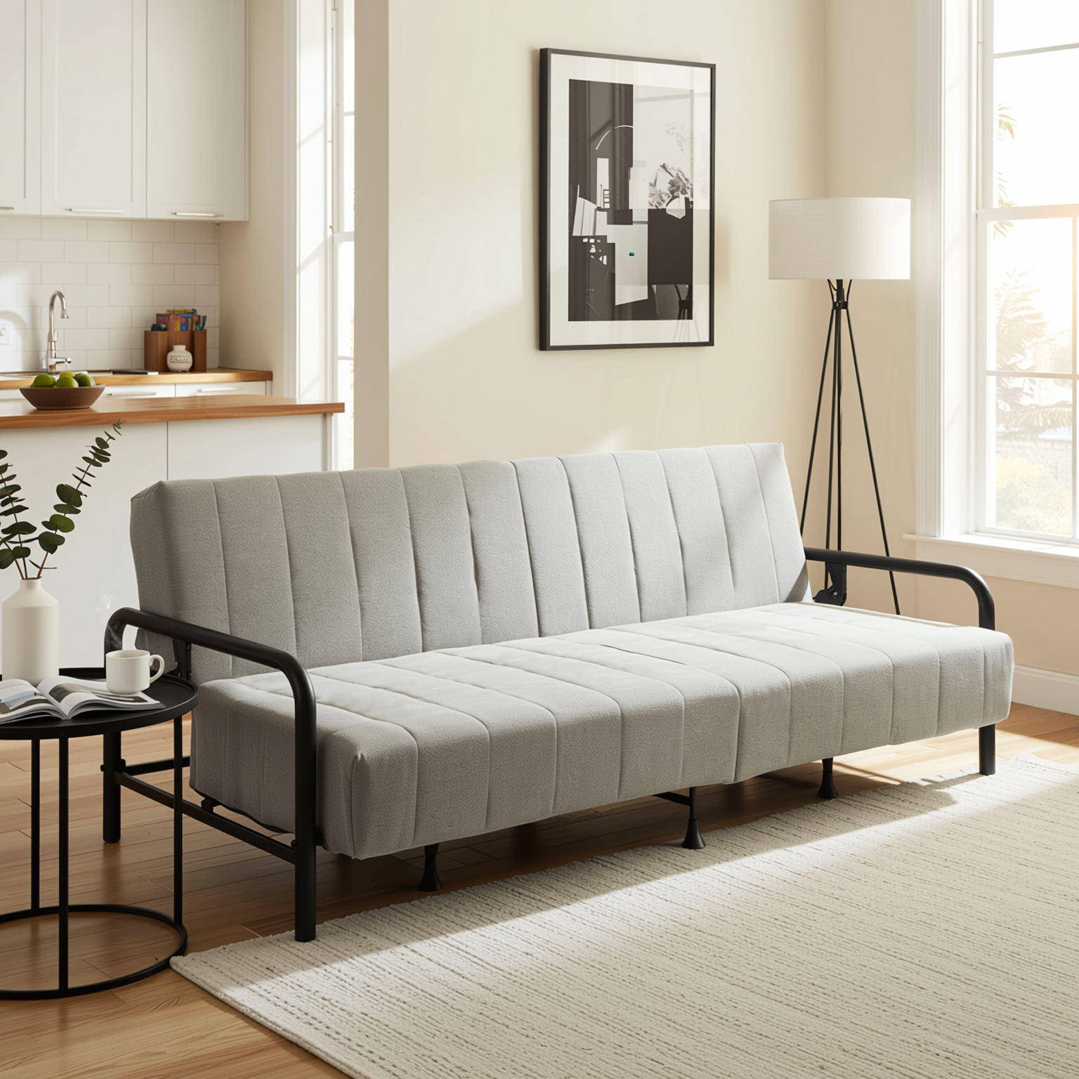 Homy Casa CLICKO 78" 3 Seater Sofa Bed Convertible Sleeper, Grey, Open Box