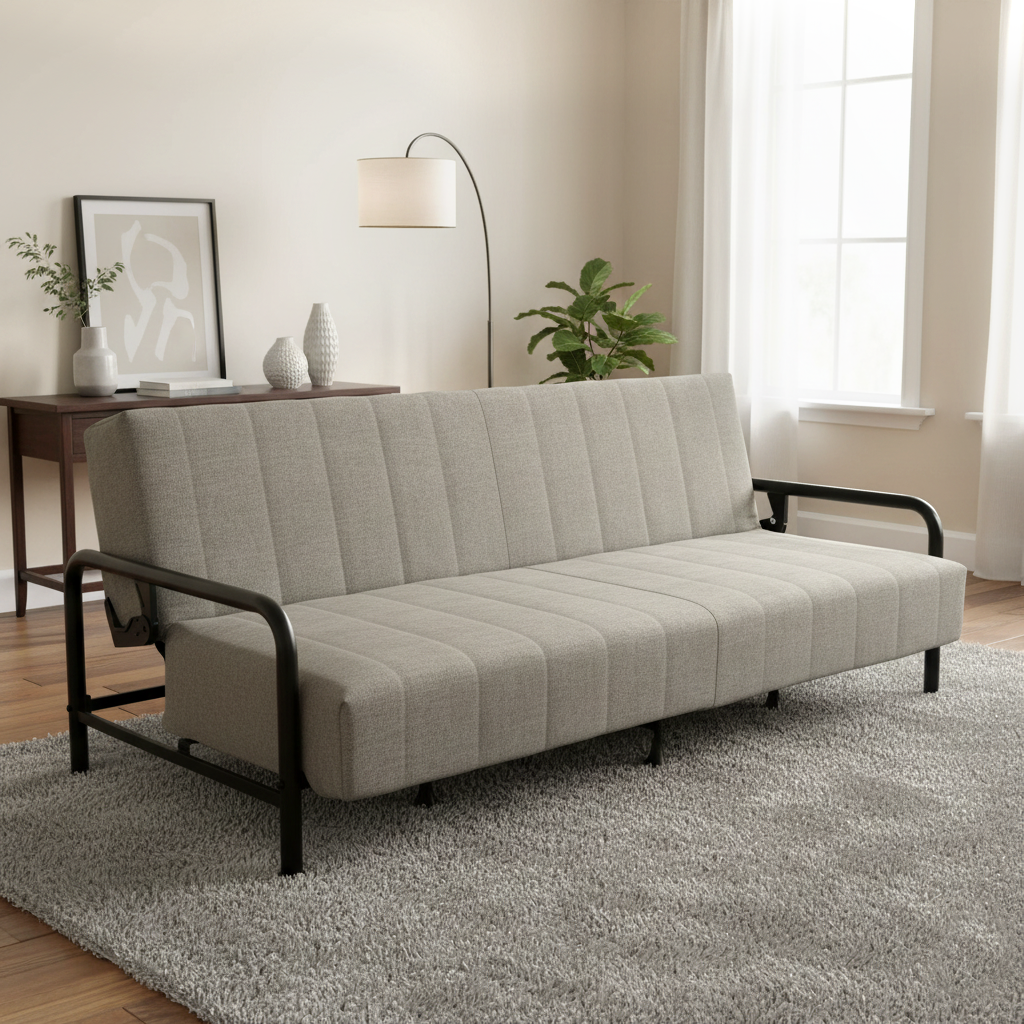 CLICKO 78.7" Modern Cream Fabric 3-Seat Sofa with Adjustable Backrest