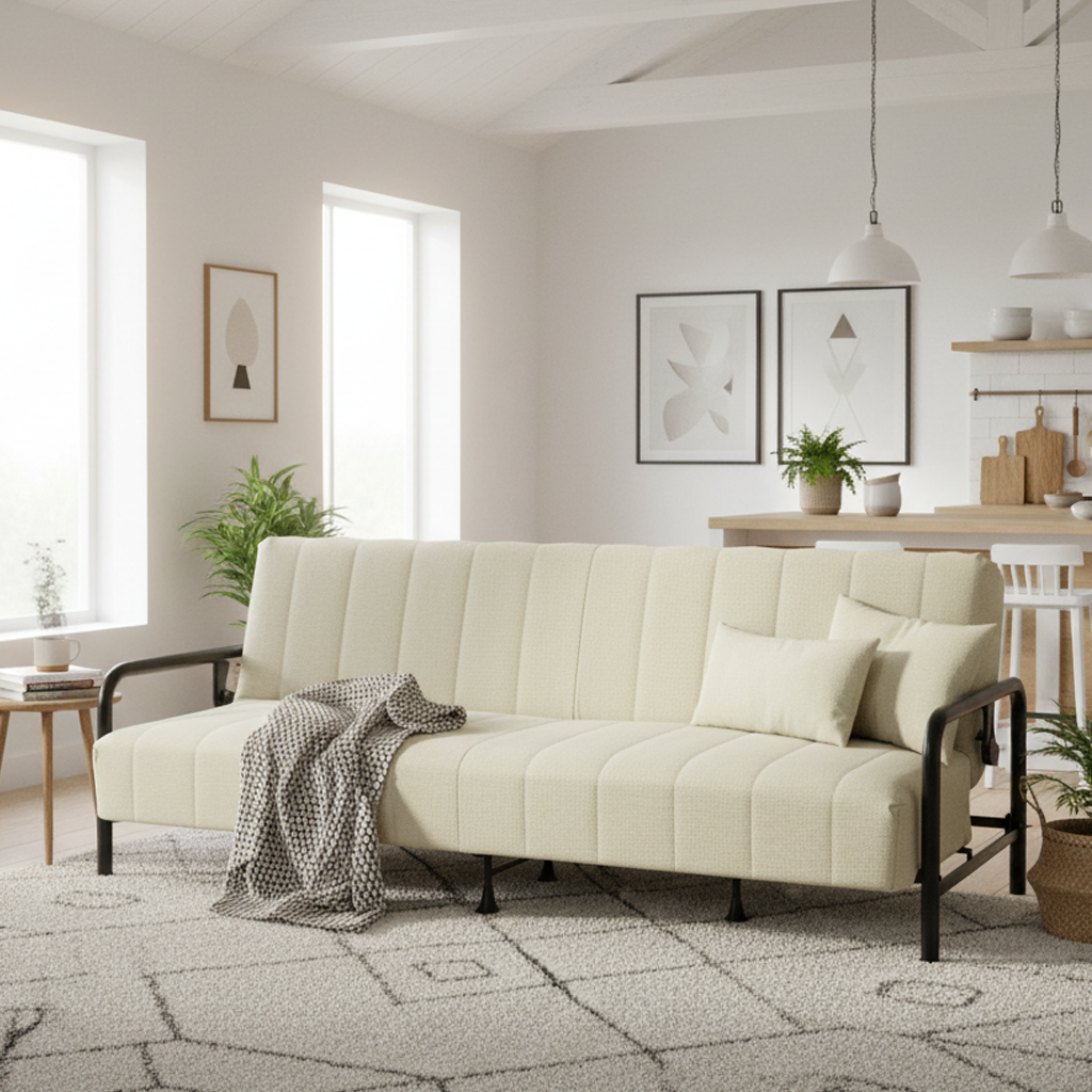 CLICKO 78.7" Modern Fabric 3-Seater Convertible Sofa Bed with Adjustable Backrest