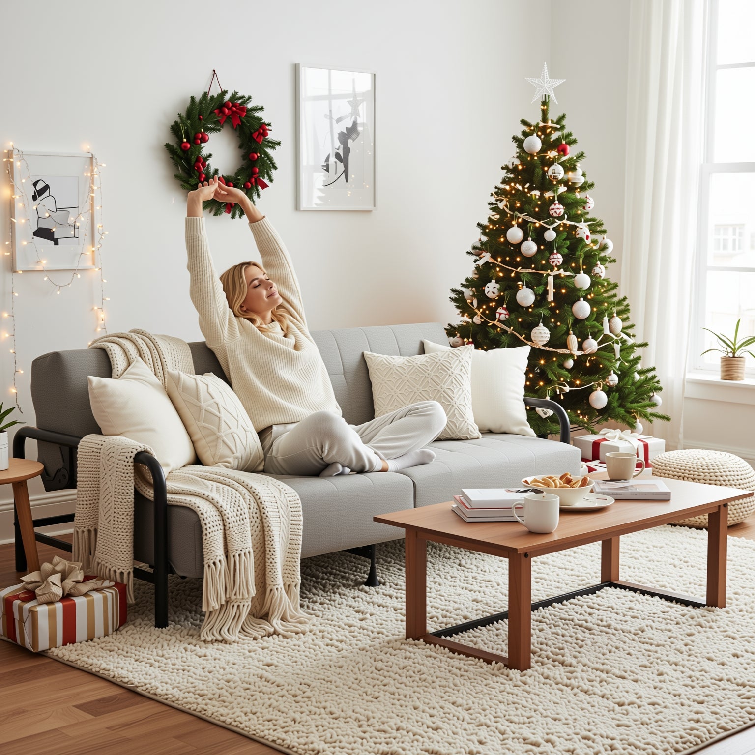 CLICKO 78" 3-Seater Sofa Bed 8" Spring Extra Wide Sleep Easy Assembly