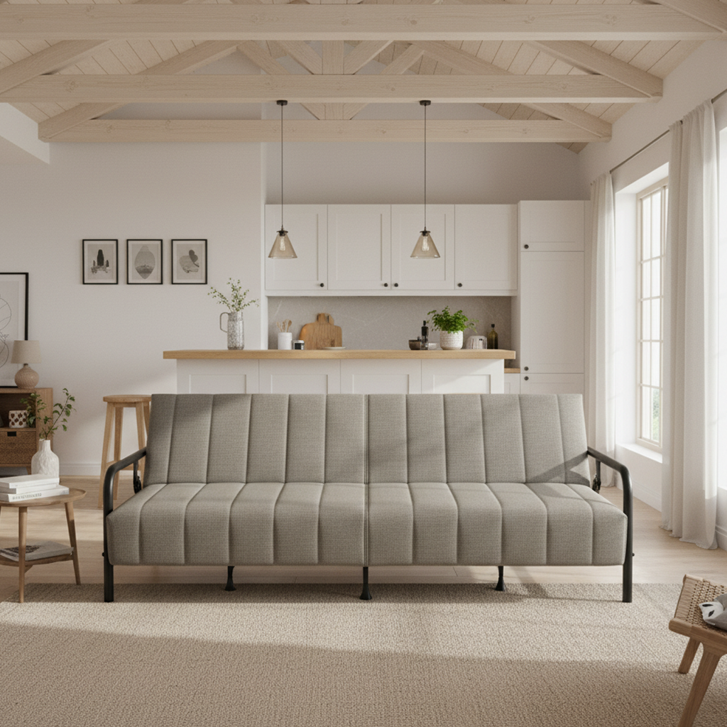 CLICKO 78.7" Modern Fabric 3-Seater Convertible Sofa Bed with Adjustable Backrest