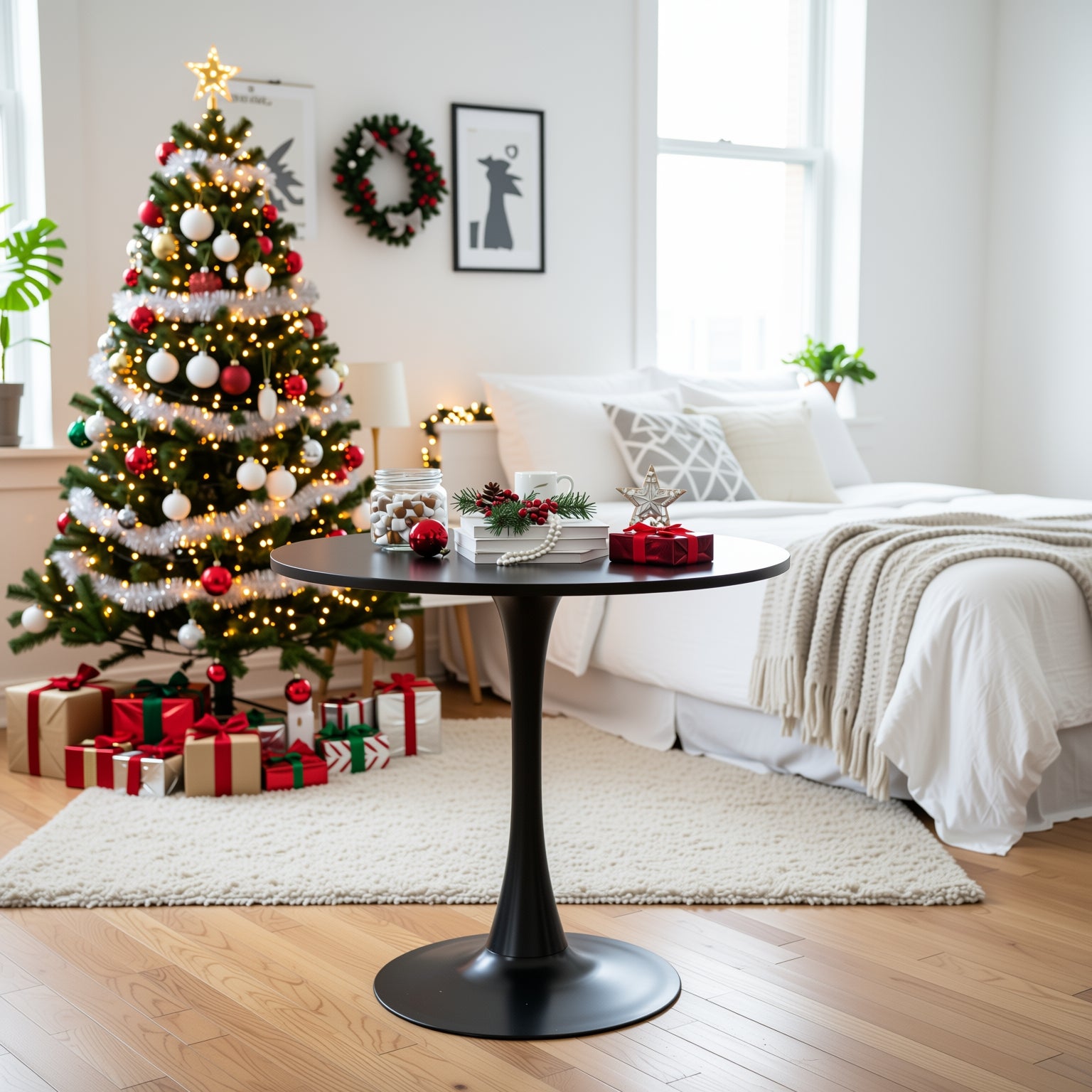 Clift Accent Round Table with Metal Frame in Black