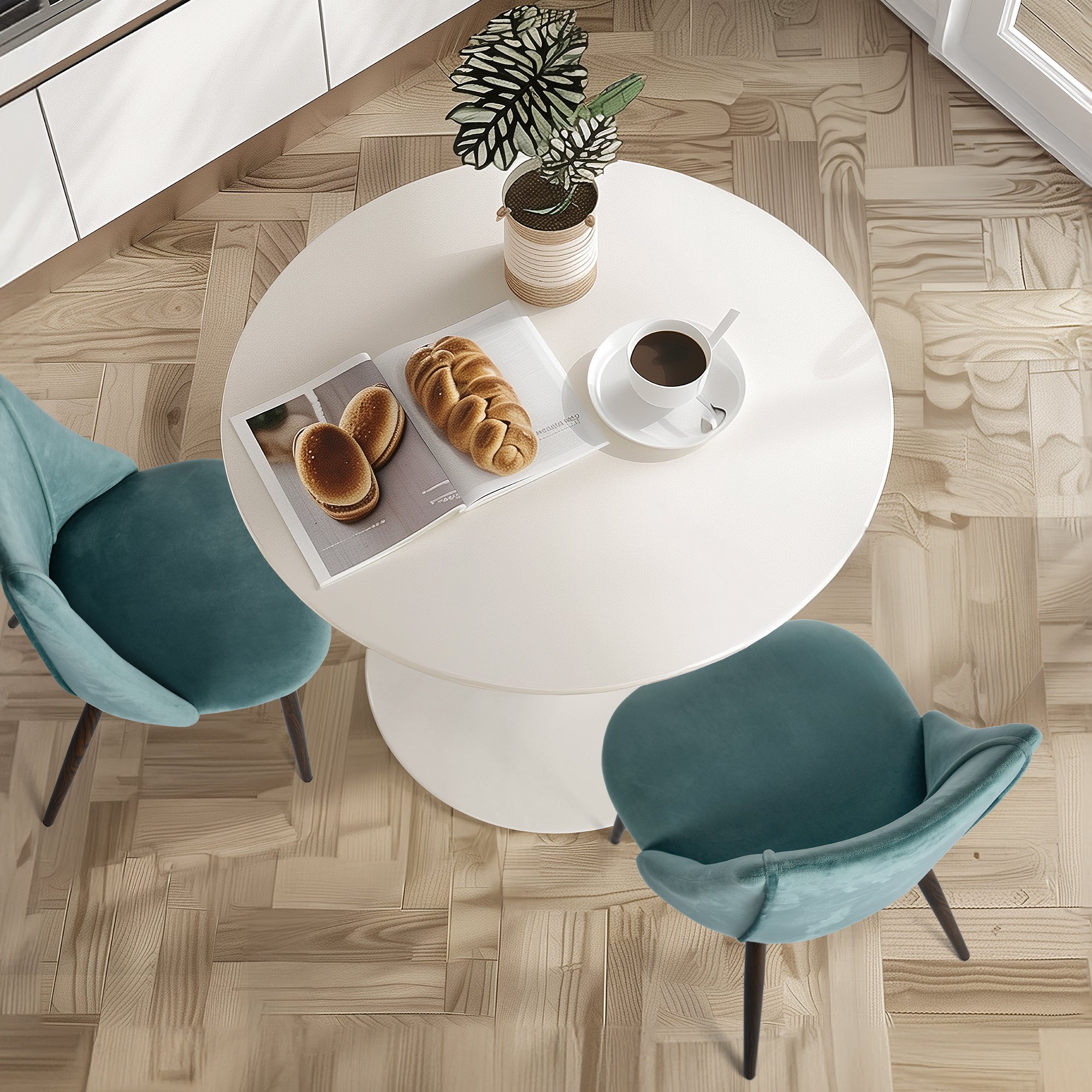 Clift 31.5” Round Dining Table with Metal Base – Compact & Stylish Design