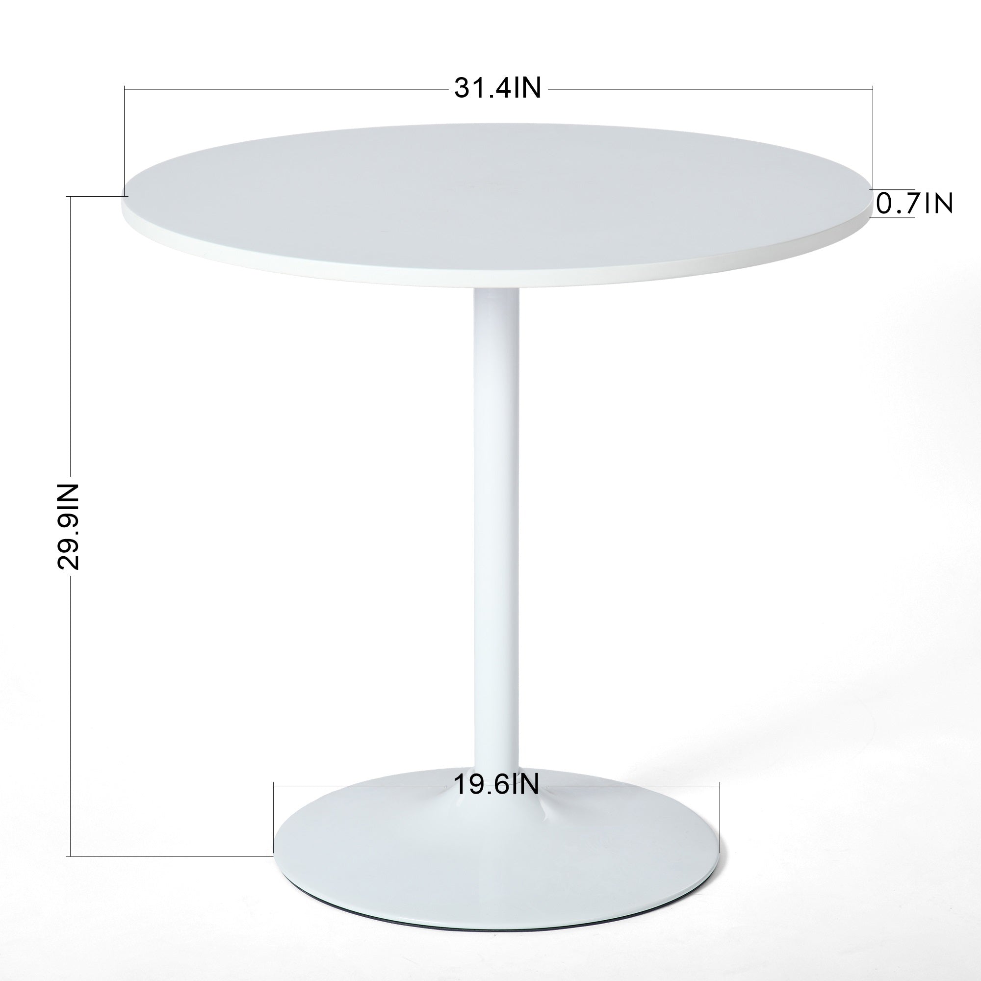 Homy Casa Clift 3PC Dining Set 31.5” White Round Dining Table with 2 Zanka Beige Fabric Upholstered Dining Chairs with Gold-Plated Legs
