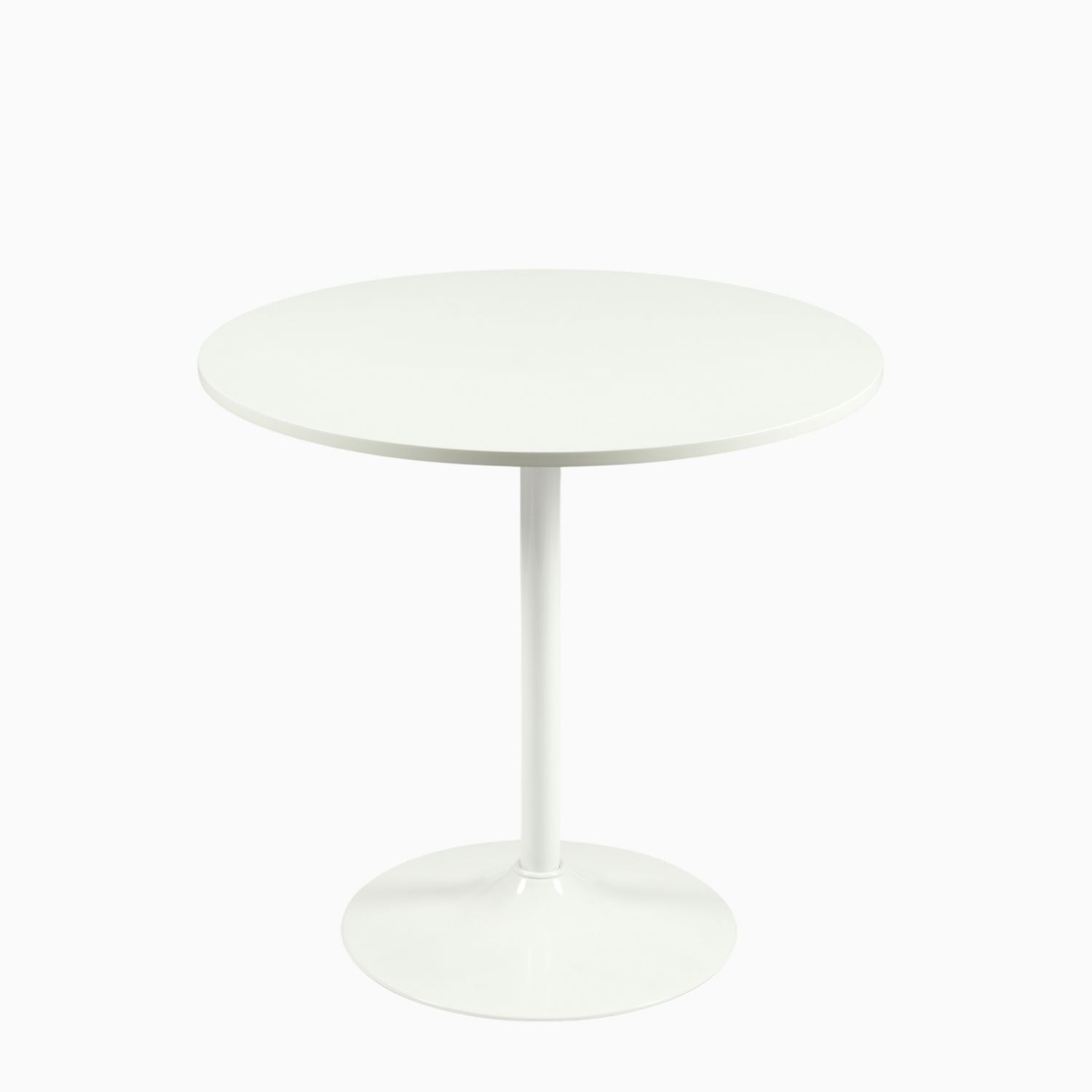 Homy Casa Clift 3PC Dining Set 31.5” White Round Dining Table with 2 Zomba Beige Fabric Dining Chairs