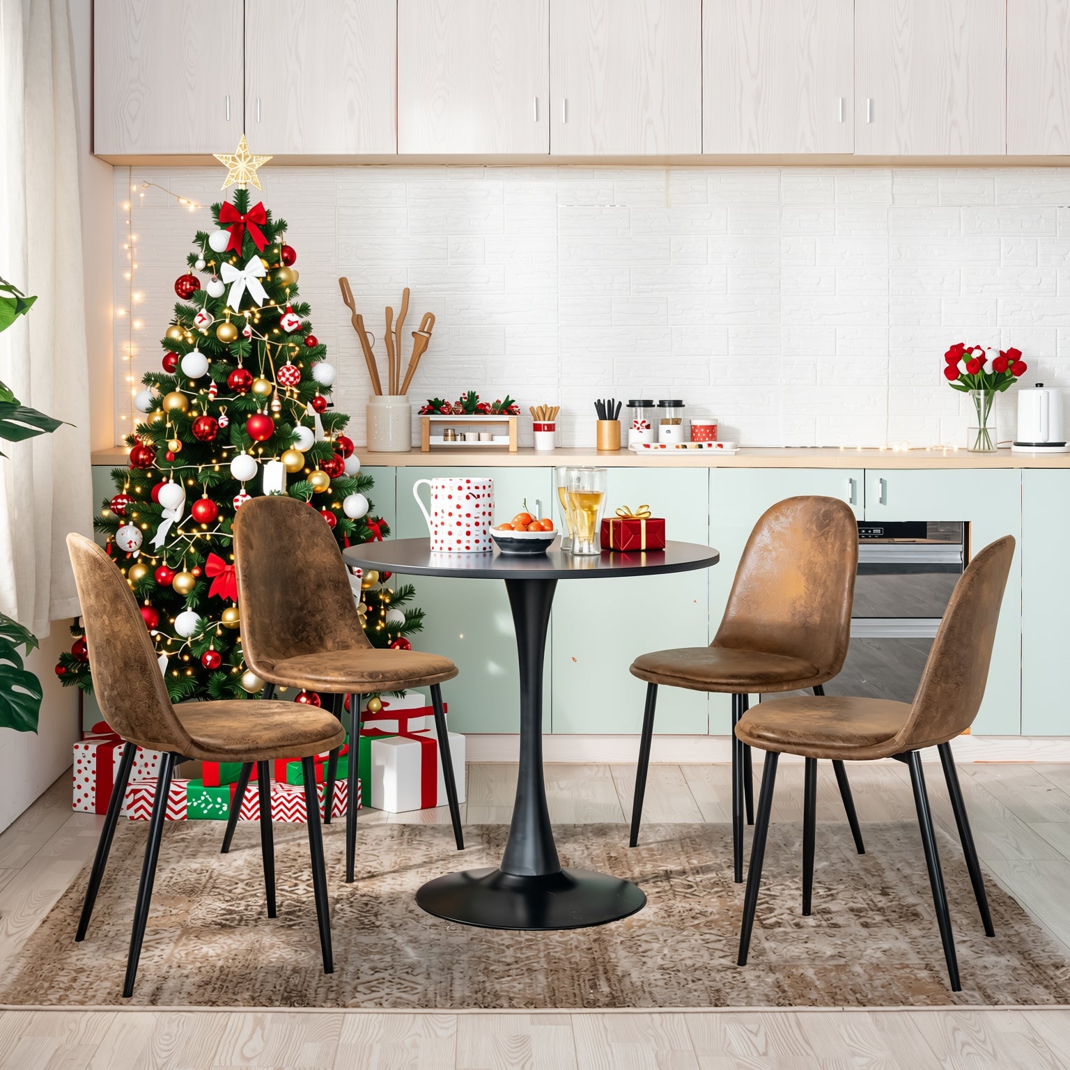 Charlton Suede Brown Dining Chairs Set of 2/4/6