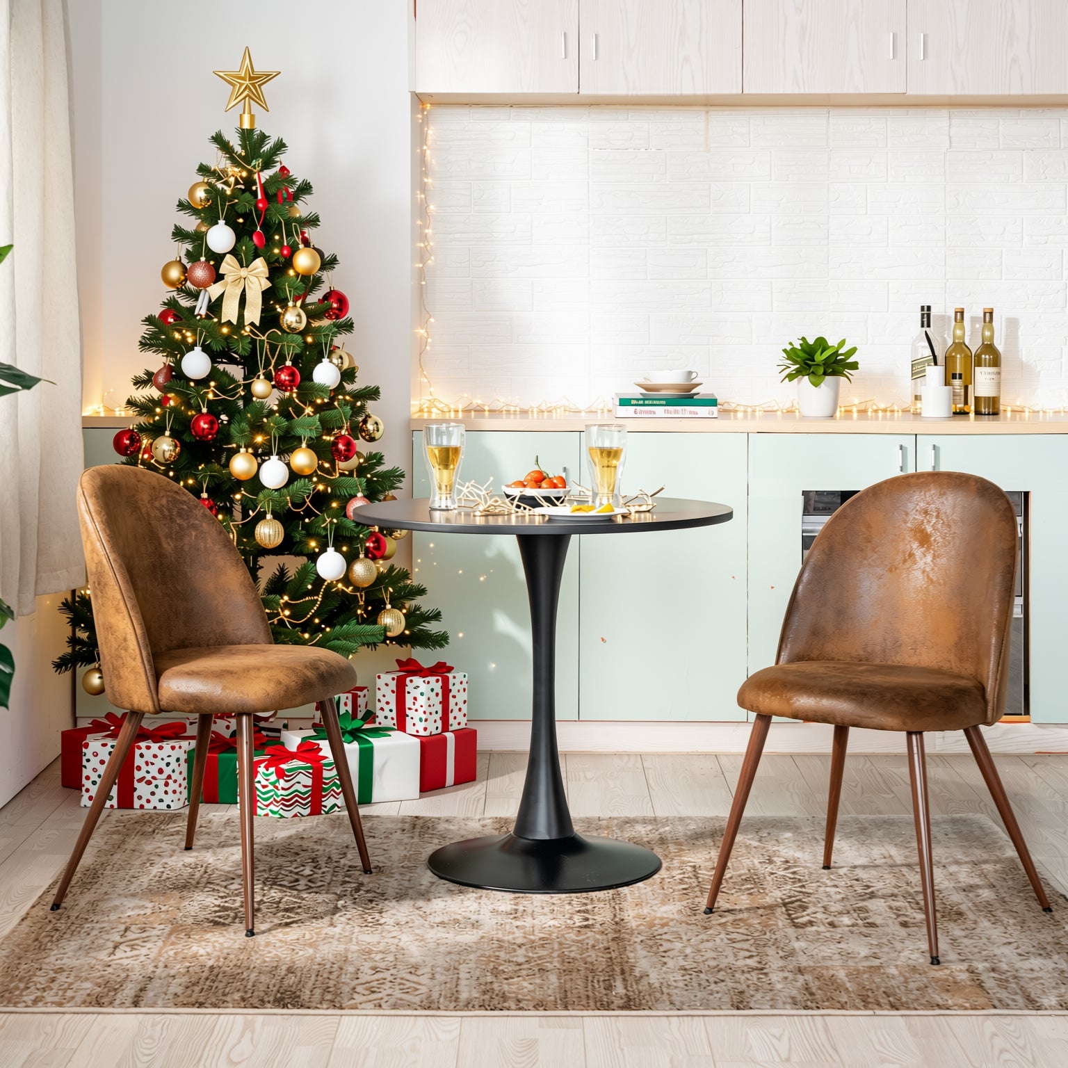 Clift Accent Round Table with Metal Frame in Black