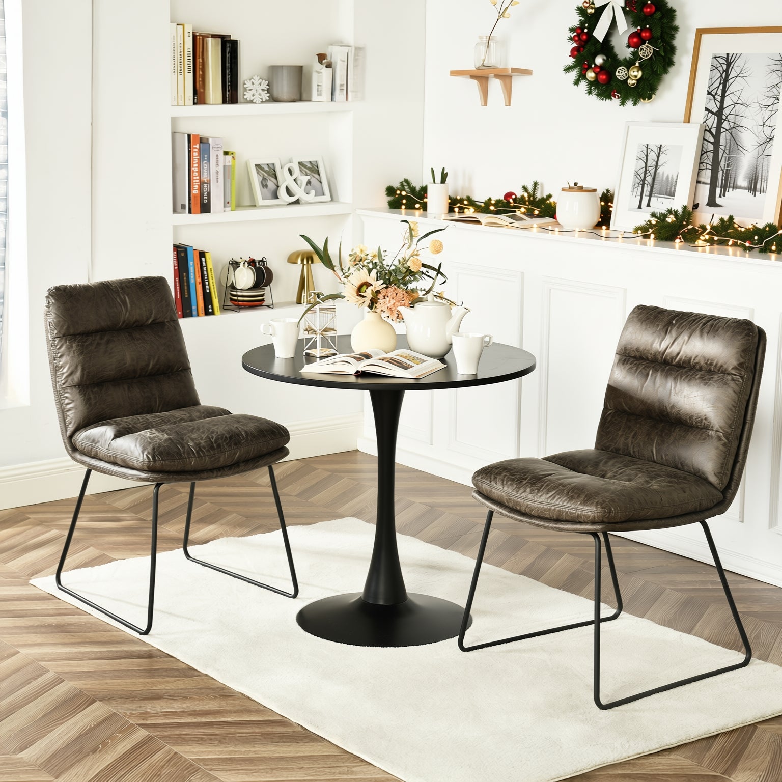 Clift Accent Round Table with Metal Frame in Black