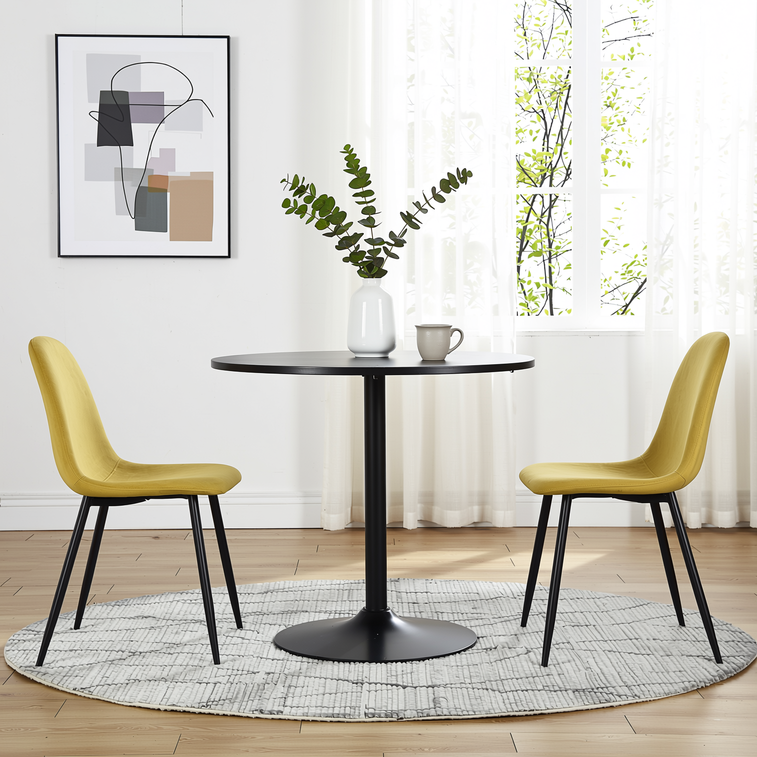 Celso Living Room Classic Design Wood painting Metal Leg Coffee Table