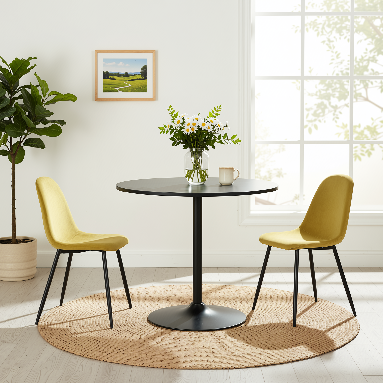 Celso Living Room Classic Design Wood painting Metal Leg Coffee Table