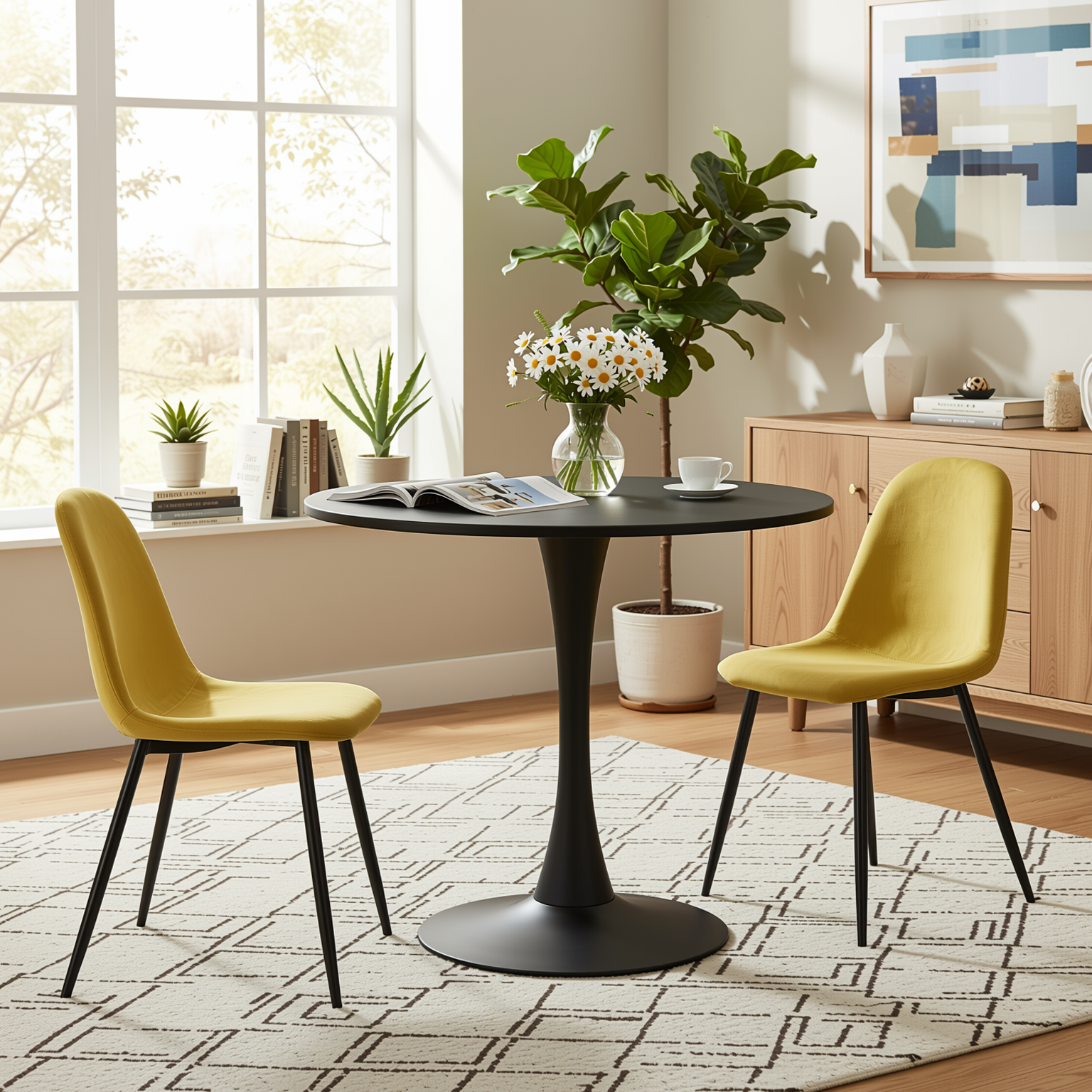 Homy Casa CLIFT BLACK SMALL A 31.5" Round Dining Table for Home and Workspace