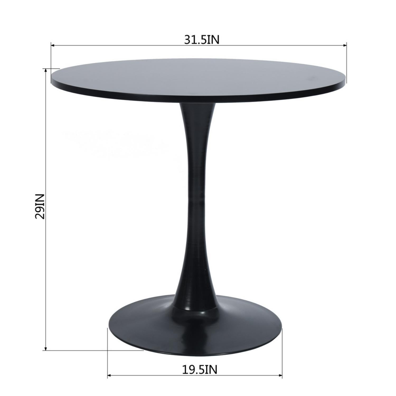 Homy Casa CLIFT+CHARLTON 5-Piece Dining Set 31.5” Black Dining Table with 4 Brown Suede Chairs