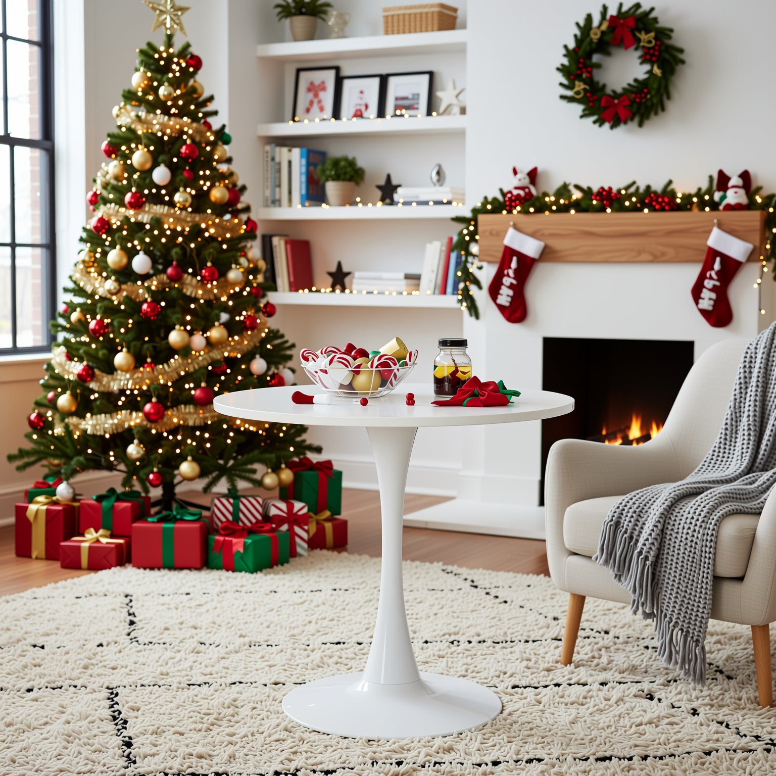 Clift 31.5" Round Dining Table with Metal Frame