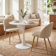 Homy Casa CLIFT + ZOMBA Beige 3PC 31.5" White Dining Set with 2 Beige Chairs for Kitchen & Dining Room Open Box