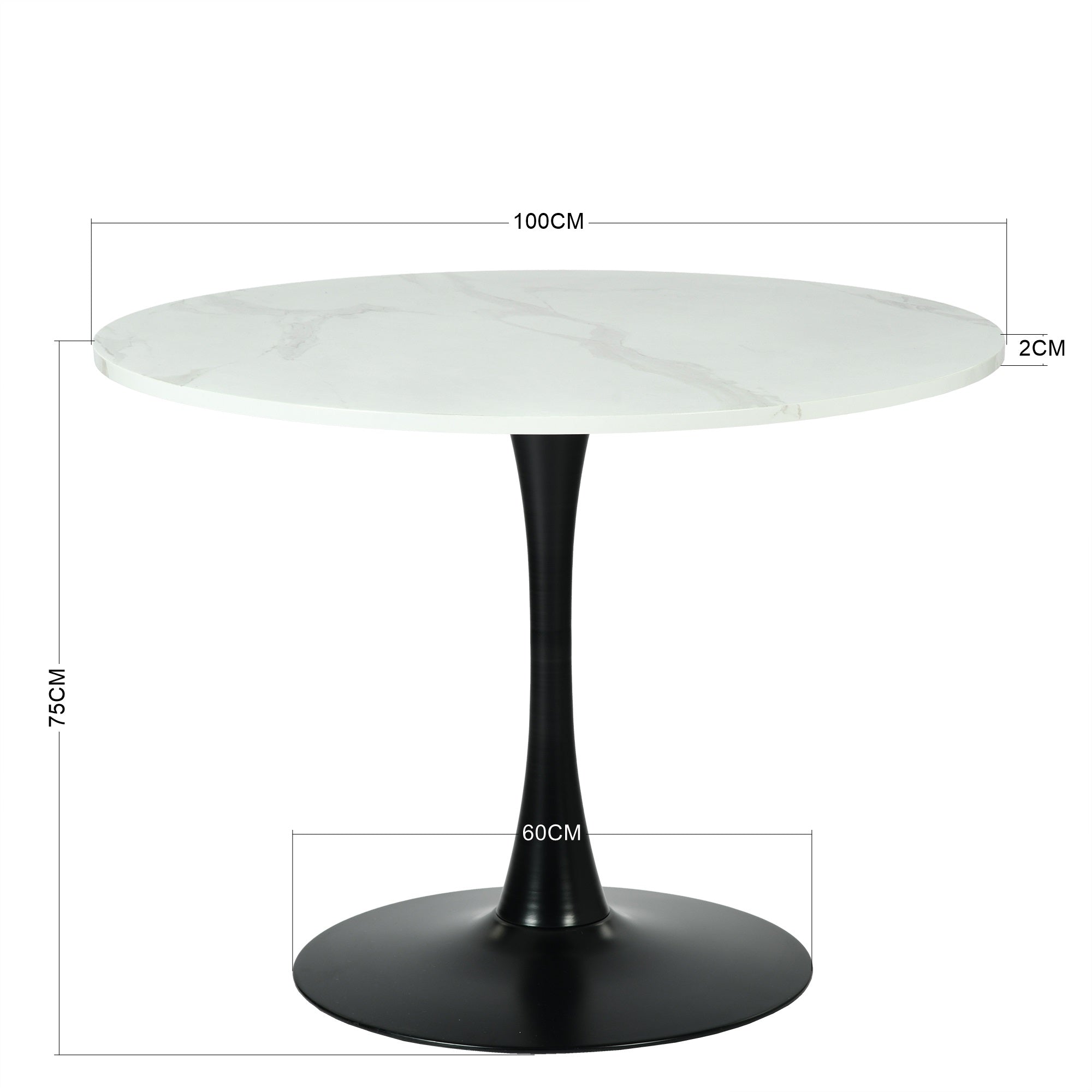 Homy Casa Clift 3PC Dining Set 39.4” Square White Marble Table with 2 Mayfair Suede Brown Chairs, Black Base