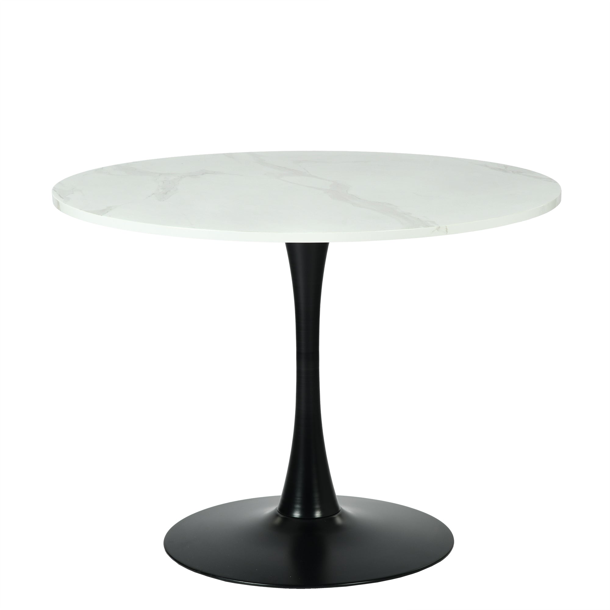 Homy Casa Clift 3PC Dining Set 39.4” Square White Marble Table with 2 Thomasina Beige Chenille Swivel Chairs, Black Base